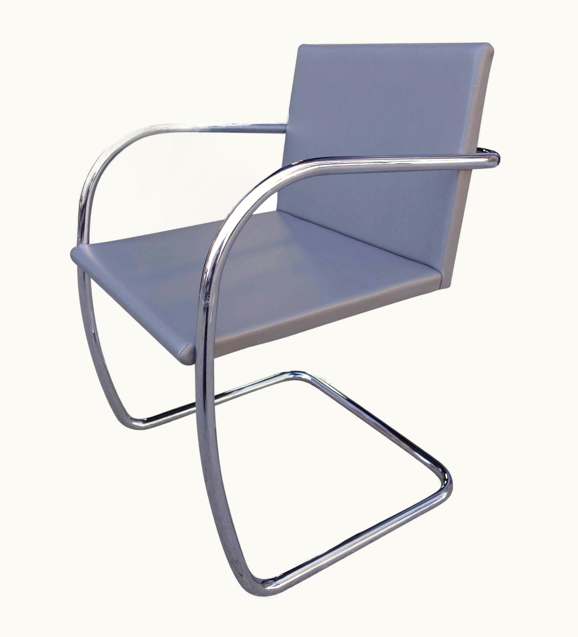 Ludwig Mies van der Rohe Ludwig Mies van der Rohe Midcentury Mint Brno Chair In Leather By Mies Van Der Rohe For Knoll