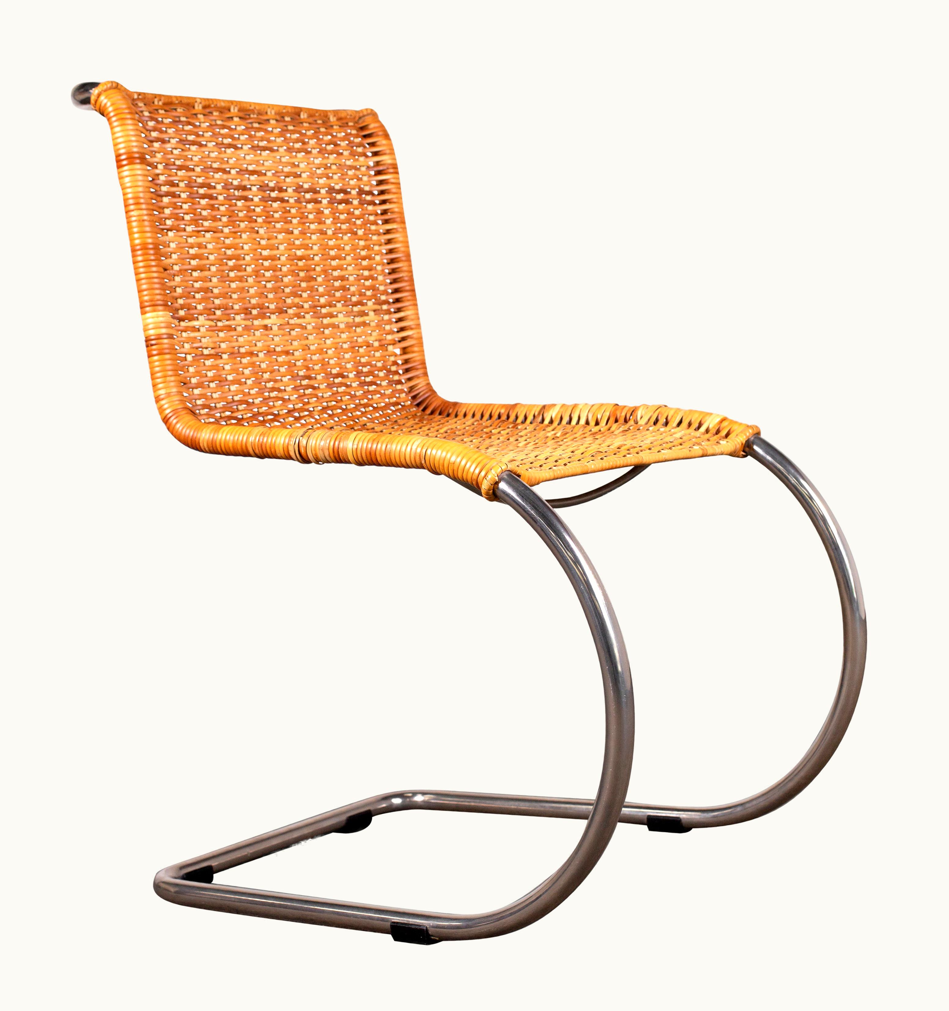 Ludwig Mies van der Rohe Ludwig Mies van der Rohe Rattan MR Chair By Mies Van Der Rohe, Rare Elegant Tecta Variant