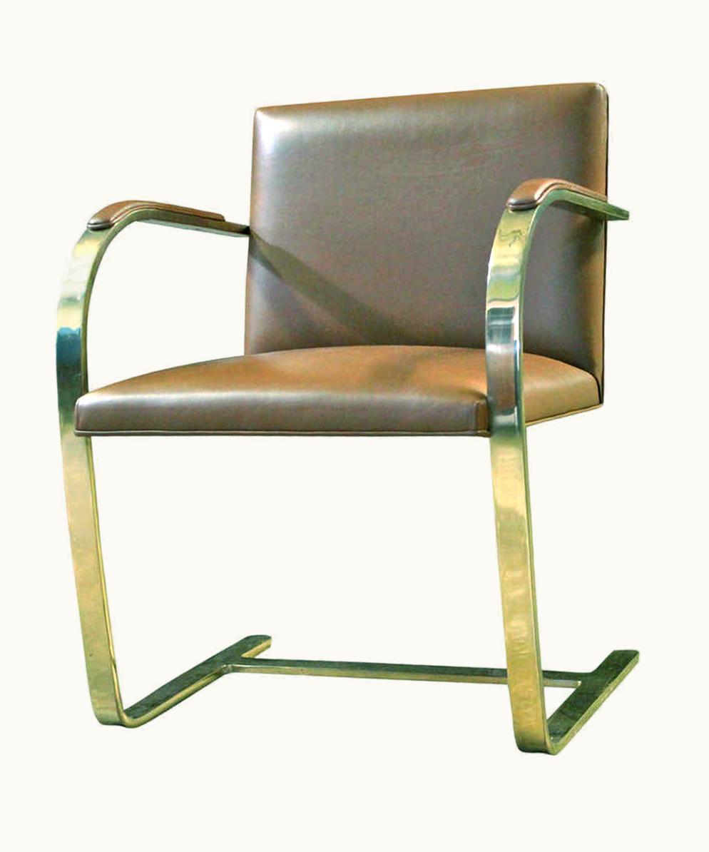 Ludwig Mies van der Rohe Ludwig Mies van der Rohe One Brass Flat-Bar Brno Chairs By Mies Van Der Rohe UZ0200006