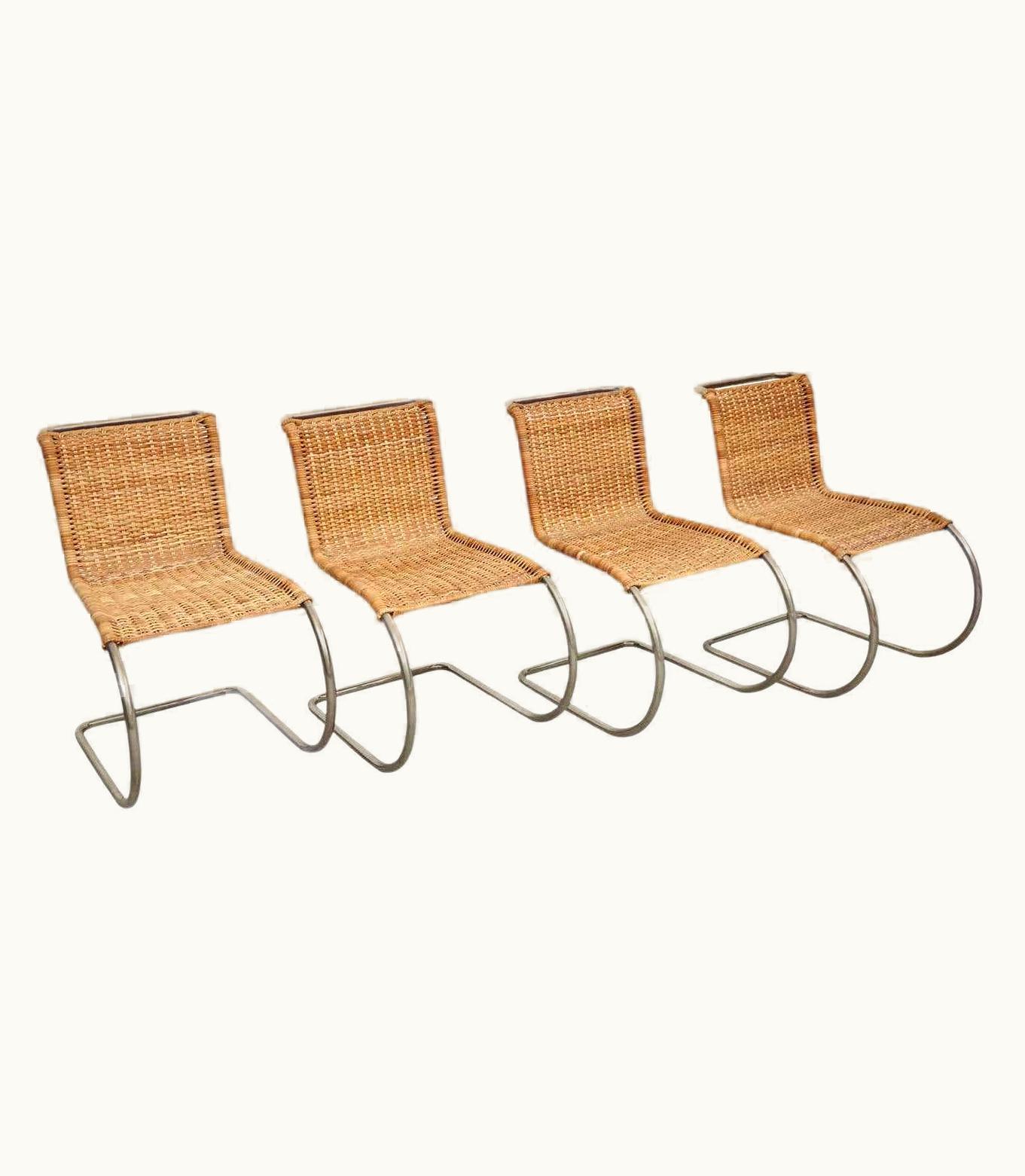 Ludwig Mies van der Rohe Ludwig Mies van der Rohe Mies Van Der Rohe Set Of 4 B42 Rattan Easy Chairs By Tecta, Circa 1960