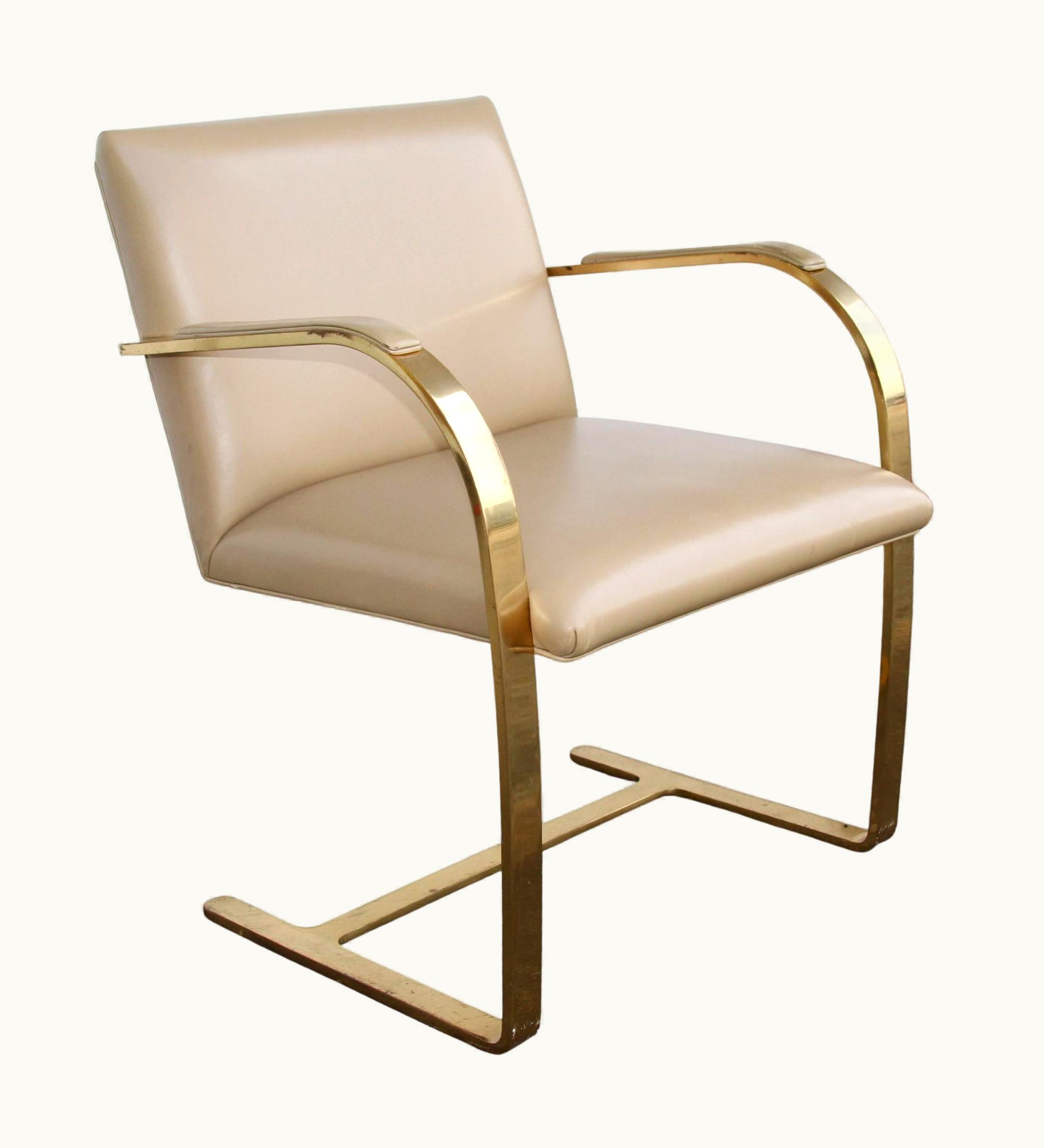 Ludwig Mies van der Rohe Ludwig Mies van der Rohe One Brass Flat-Bar Brno Chairs By Mies Van Der Rohe UZ0200014