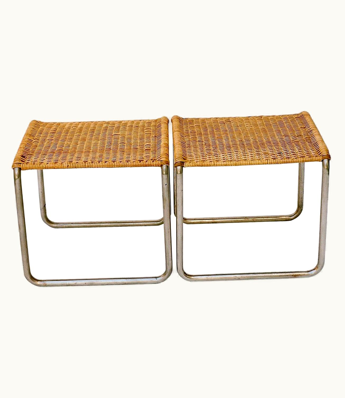 Ludwig Mies van der Rohe;Lilly Reich Pair Of Mies Van Der Rohe MR1 Stools, Circa 1927