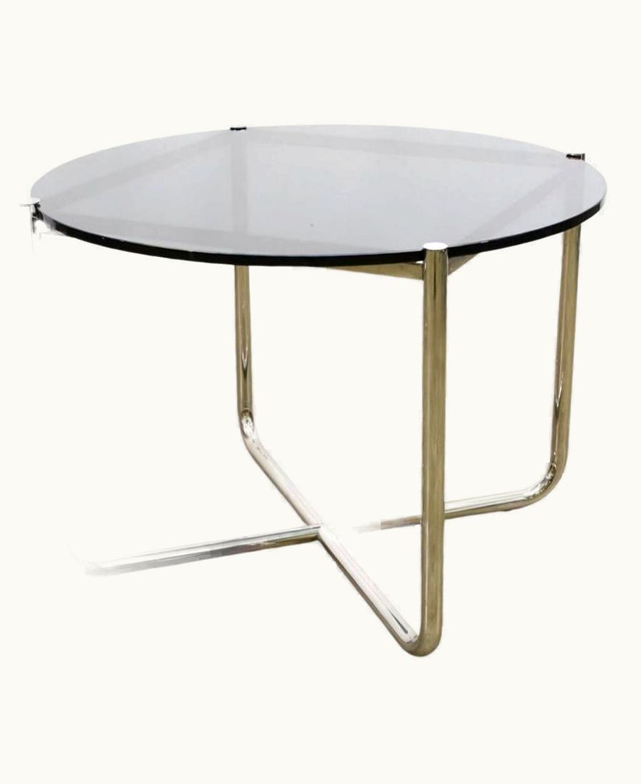 Ludwig Mies van der Rohe Ludwig Mies van der Rohe Mid-Century Modern Chrome And Tinted Glass Side Table