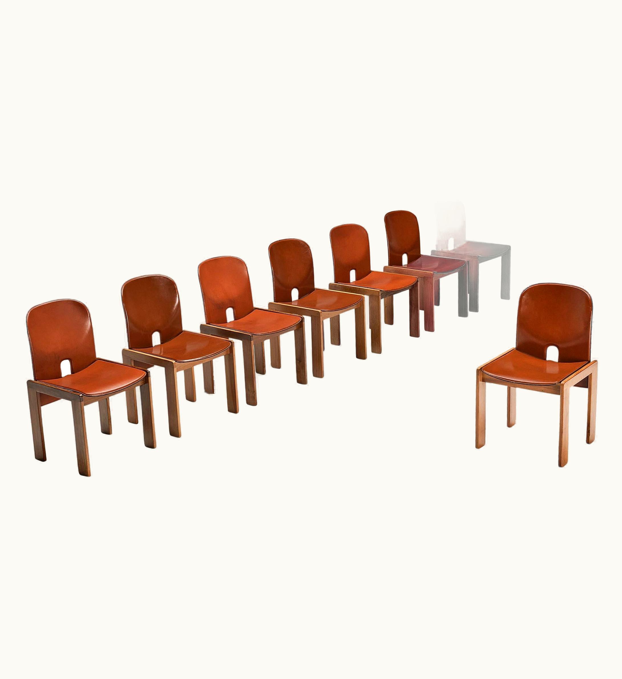 Afra & Tobia Scarpa Afra & Tobia Scarpa Set Of Ten '121' Dining Chairs In Leather