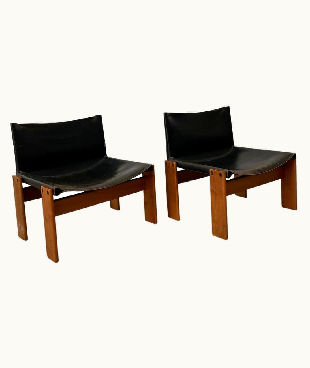 Afra & Tobia Scarpa Afra & Tobia Scarpa For Molteni Pair Of 'Monk' Lounge Chairs