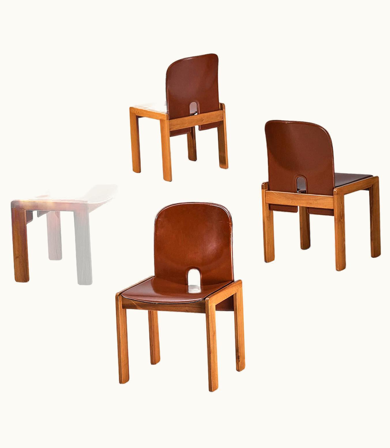 Afra & Tobia Scarpa Afra & Tobia Scarpa Set Of Four '121' Dining Chairs In Leather