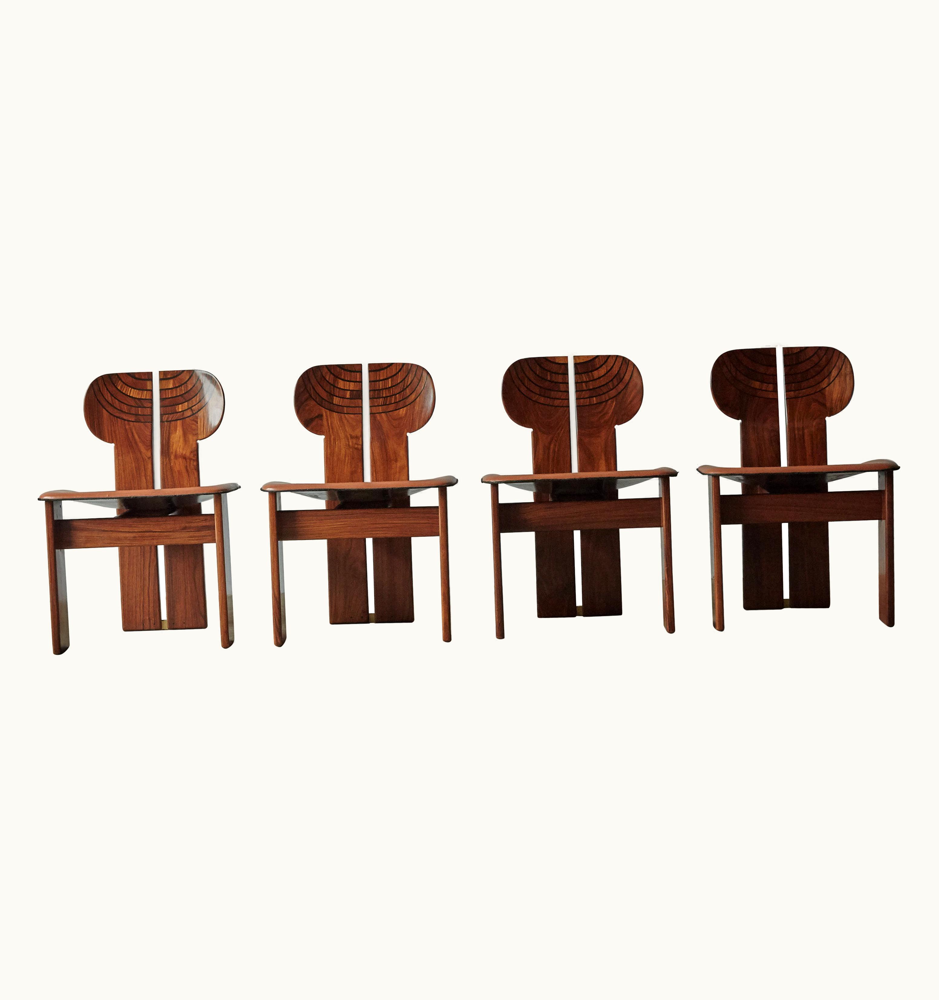 Afra & Tobia Scarpa Afra & Tobia Scarpa Set Of Four Africa Chairs By Afra & Tobia Scarpa, Maxalto, Italy, 1970s