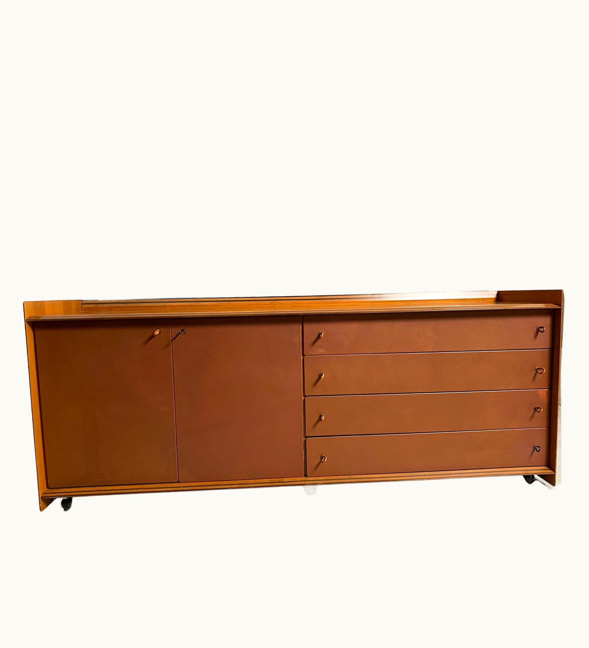 Afra & Tobia Scarpa Afra & Tobia Scarpa, Artona Sideboard In Walnut And Leather, Maxalto 1970s