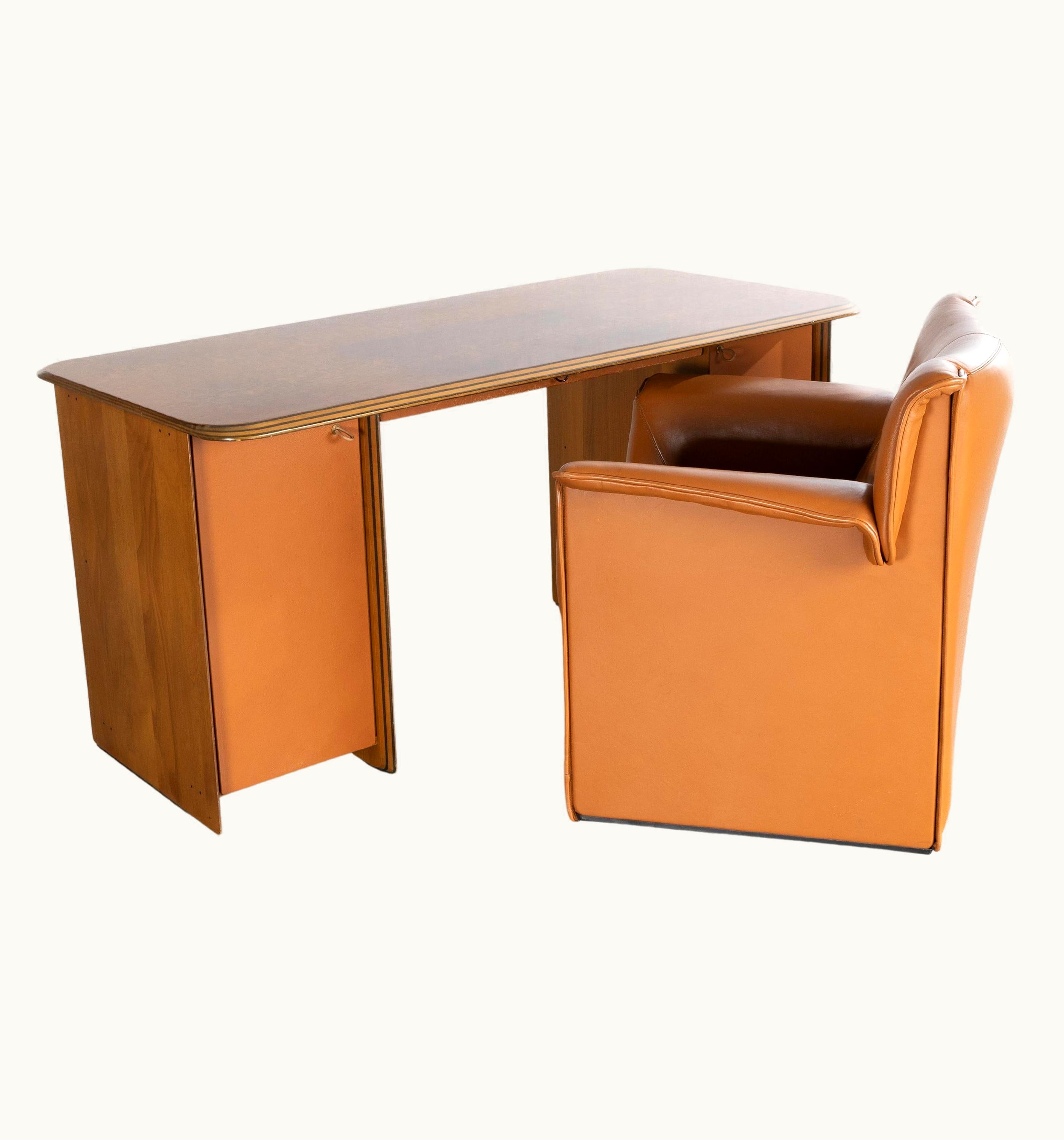 Afra & Tobia Scarpa Afra & Tobia Scarpa Artona By Afra & Tobia Scarpa – Walnut Veneer Laminate Desk And Chair