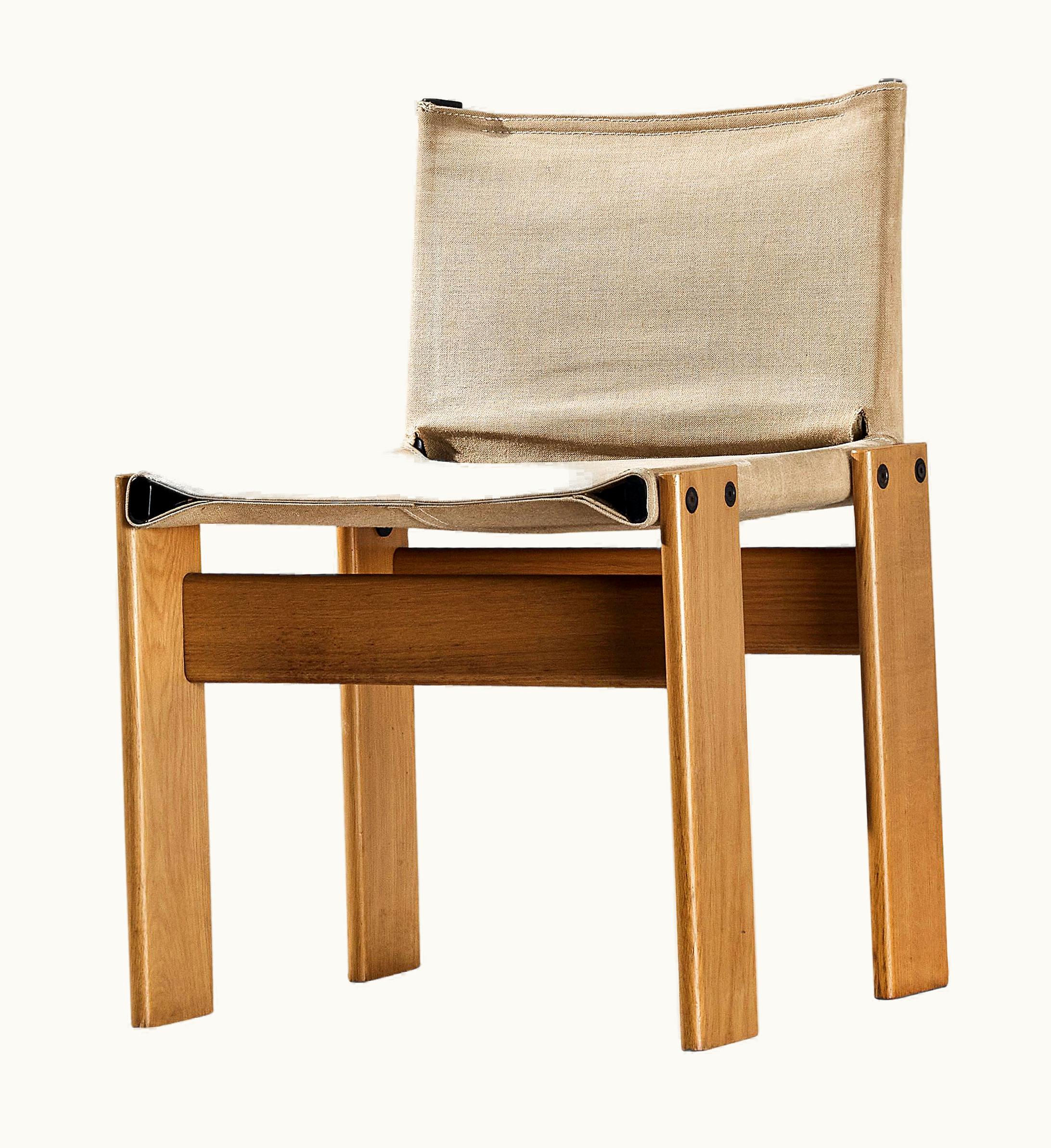Afra & Tobia Scarpa Afra & Tobia Scarpa For Molteni 'Monk' Chair In Oak And Beige Canvas