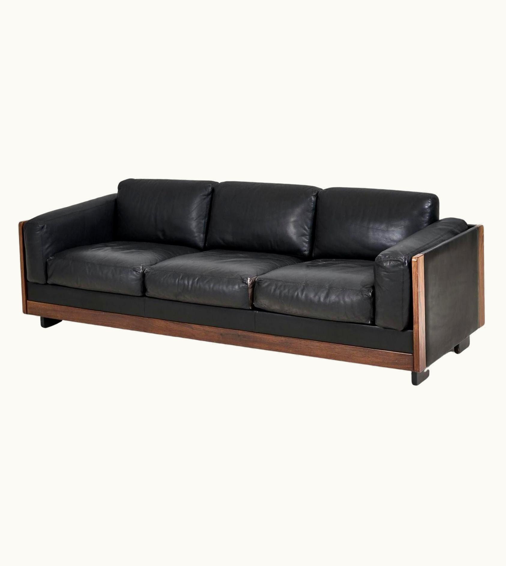 Afra & Tobia Scarpa Afra & Tobia Scarpa Black Leather "920 Sofa", Afra & Tobia Scarpa For Cassina, 1960