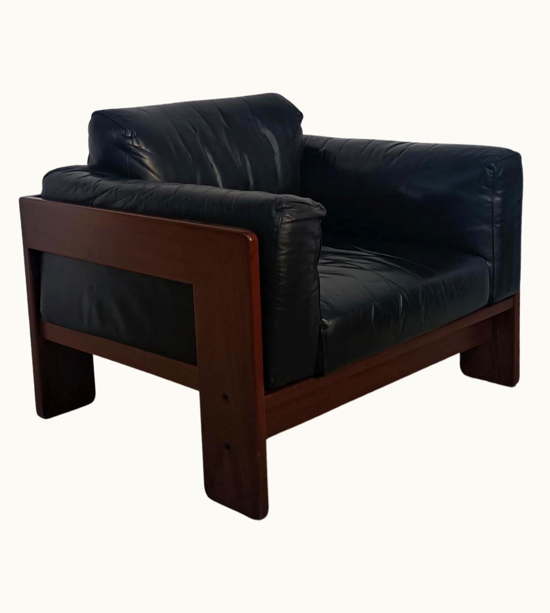 Afra & Tobia Scarpa Afra & Tobia Scarpa Black Leather Bastiano Armchair By Afra E Tobia Scarpa For Gavina 70s