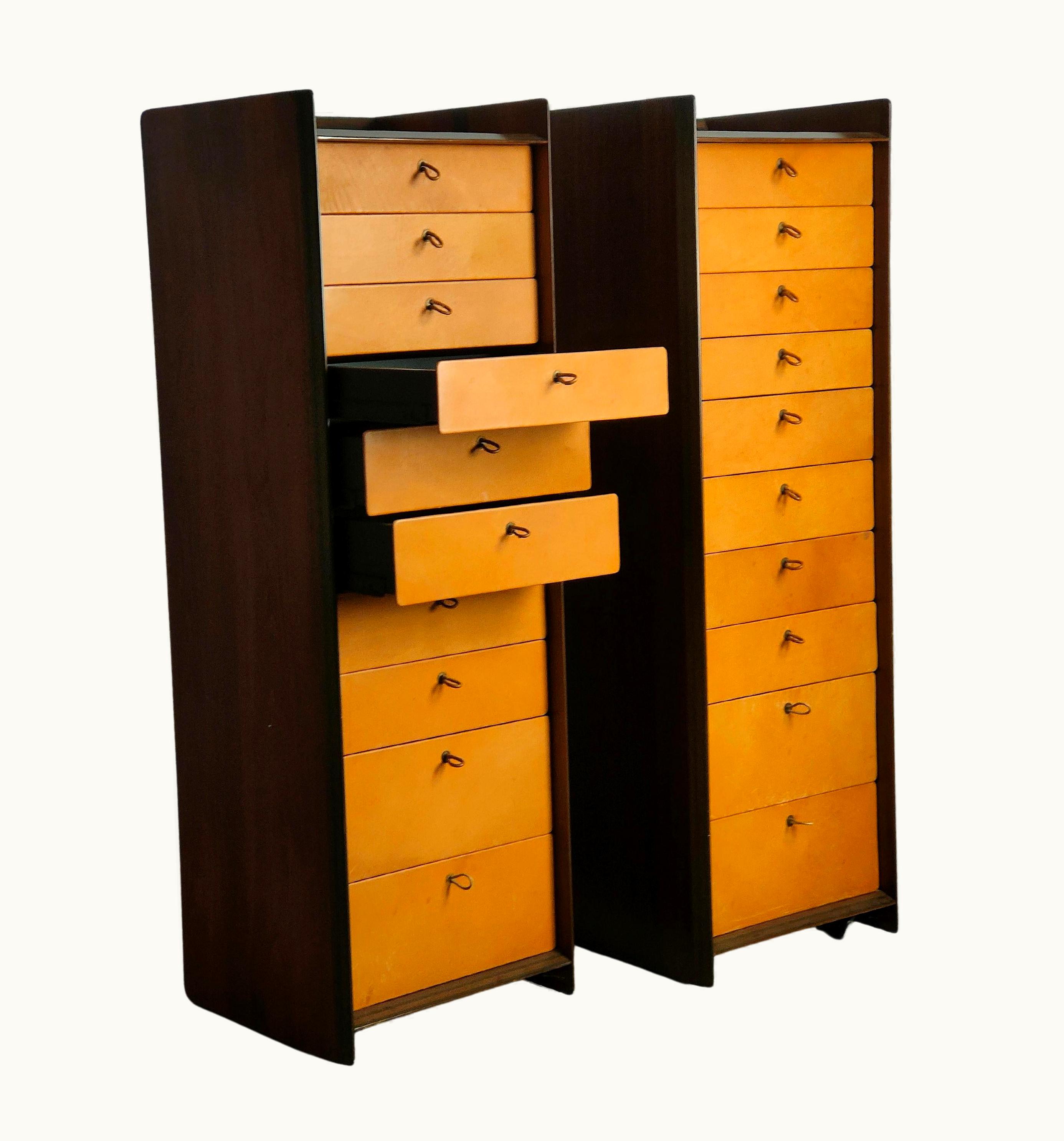 Afra & Tobia Scarpa Afra & Tobia Scarpa 2 Leather And Walnut Artona Chests Of Drawers By Afra & Tobia Scarpa For Maxalto