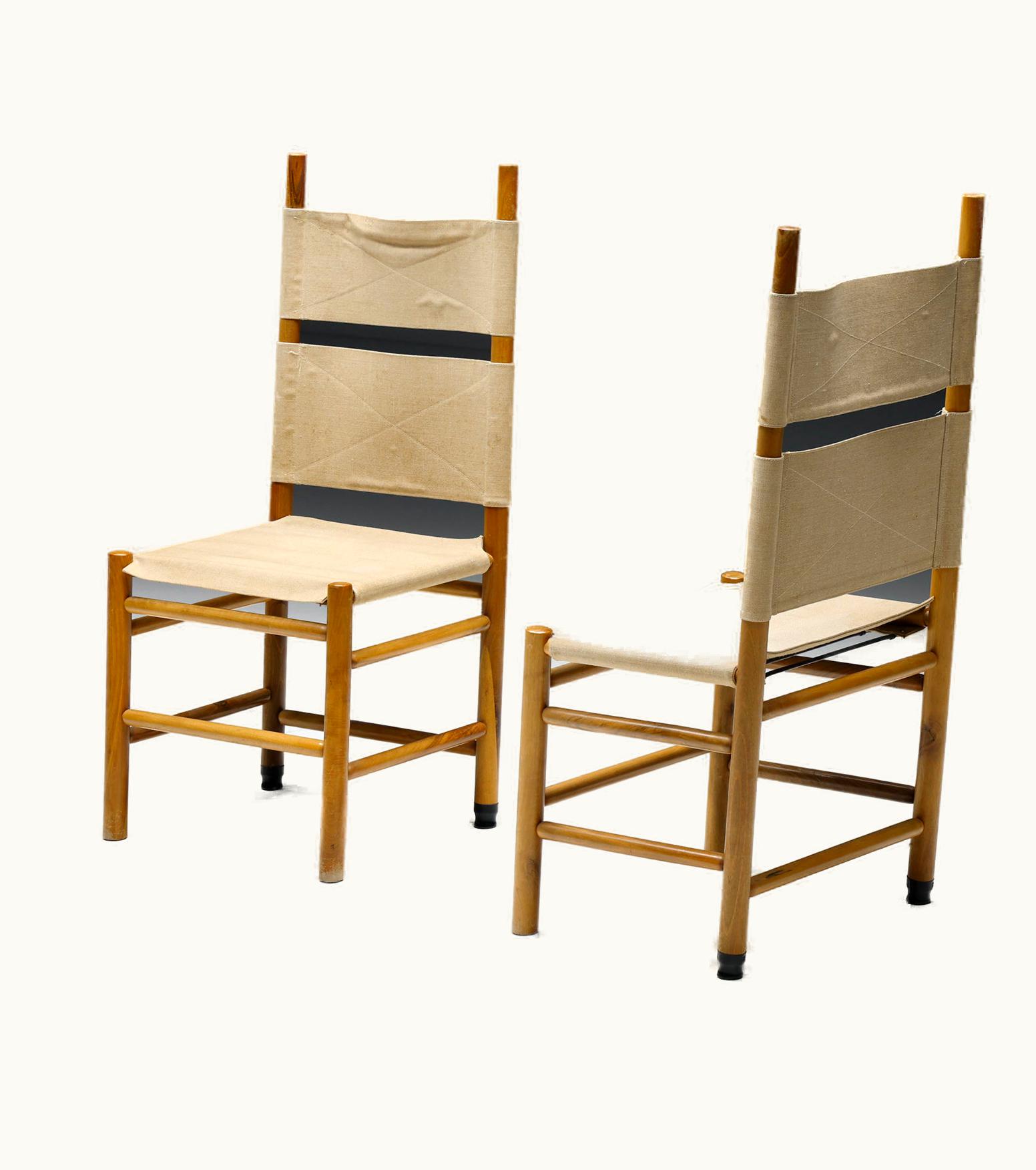 Afra & Tobia Scarpa Afra & Tobia Scarpa Dining Chairs, Wood & Fabric, Italian Design, 1970s