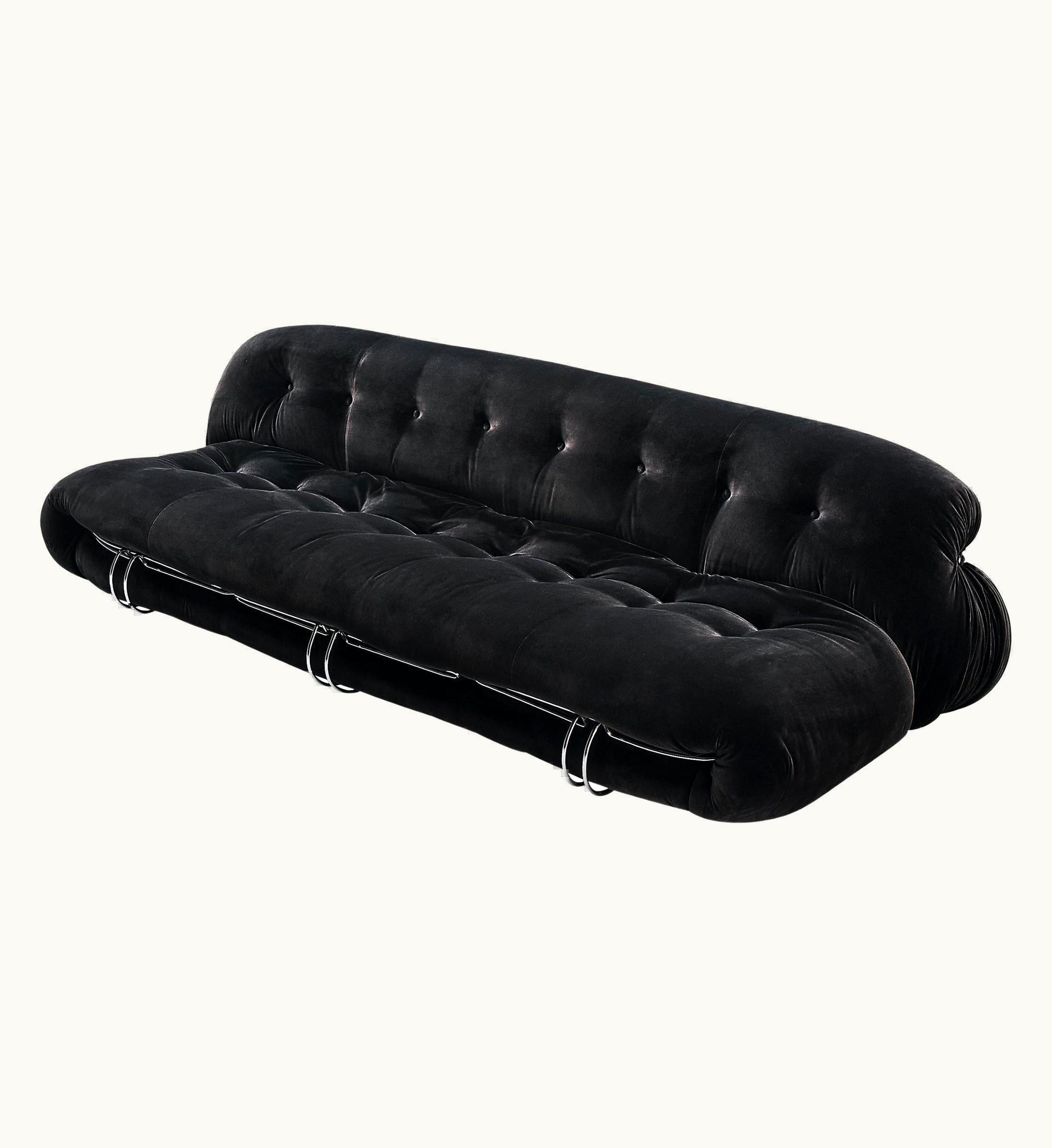 Afra & Tobia Scarpa Afra & Tobia Scarpa For Cassina 'Soriana' Sofa In Black Velvet