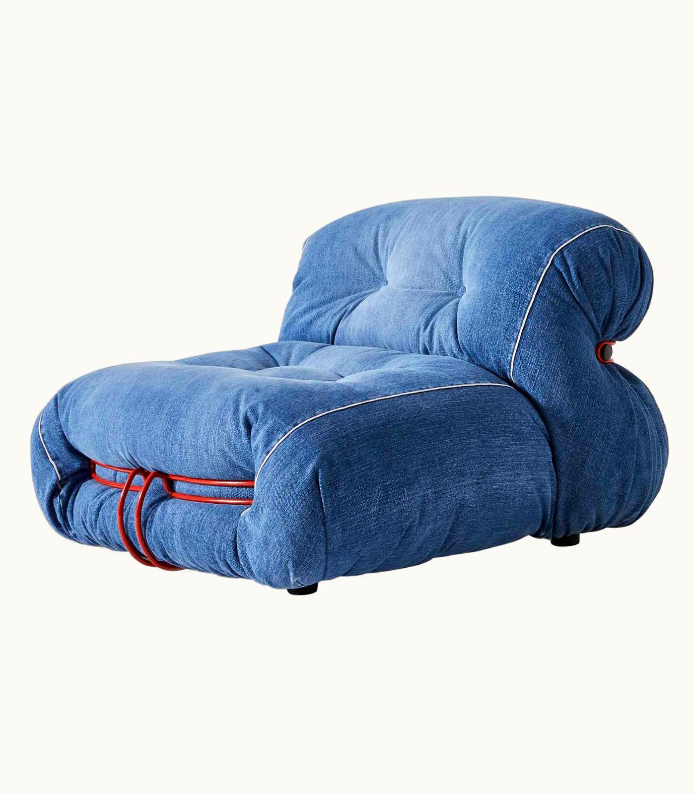 Afra & Tobia Scarpa Afra & Tobia Scarpa Limited Edition Soriana Denim Armchair By Afra & Tobia For Cassina, Italy - 2022