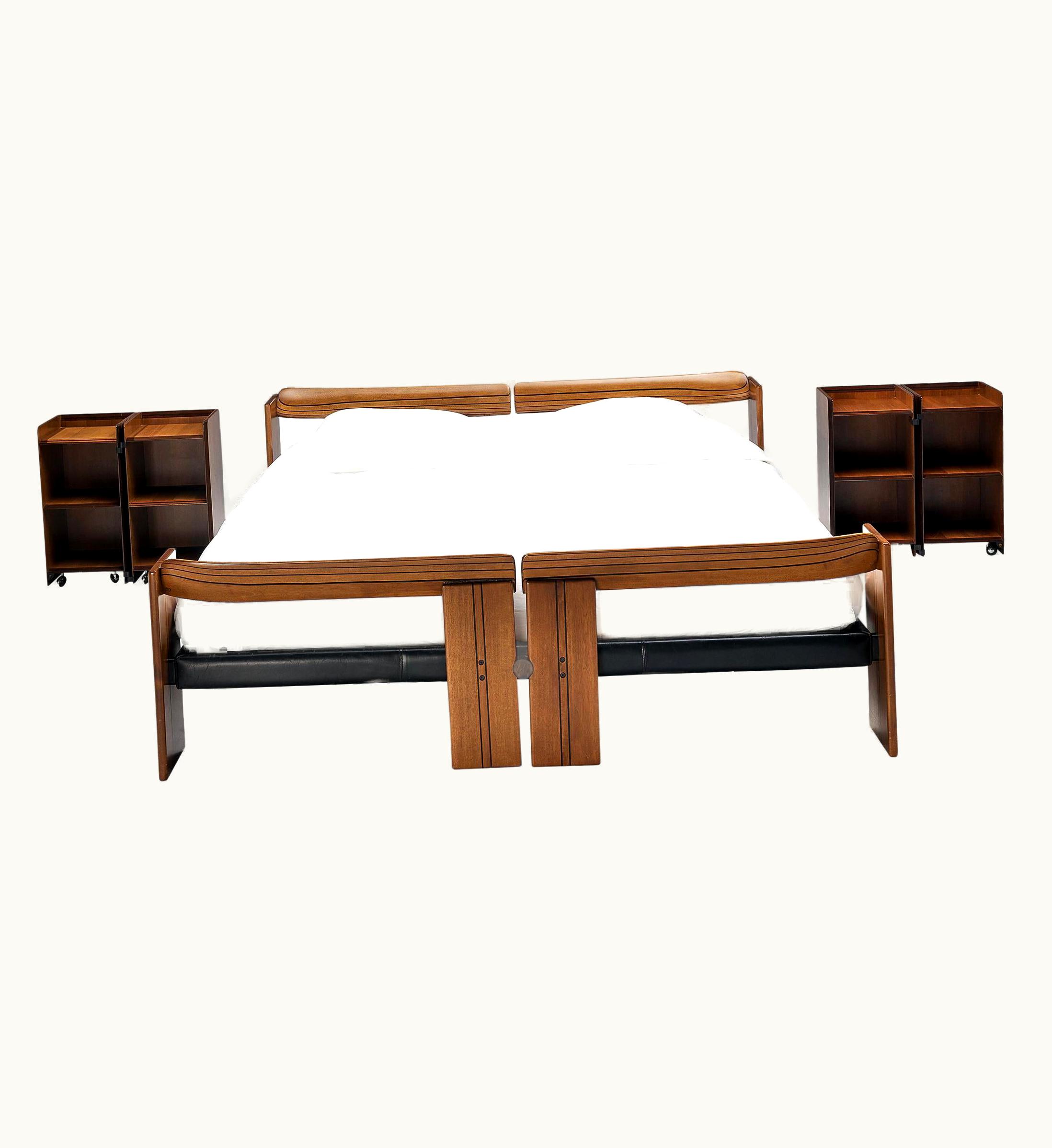 Afra & Tobia Scarpa Afra & Tobia Scarpa For Maxalto 'Artona' Bed And Night Stands In Walnut