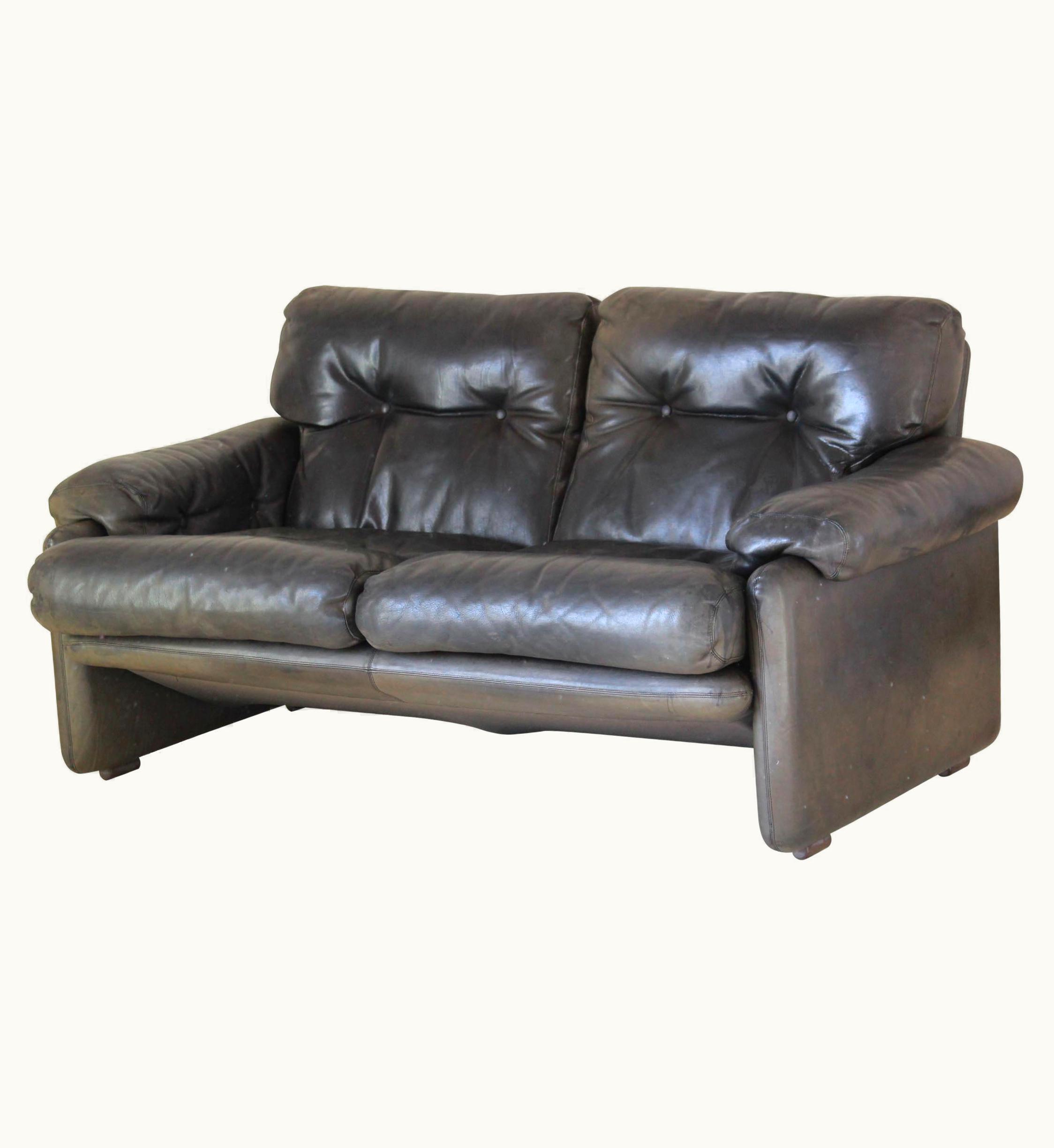 Afra & Tobia Scarpa Afra & Tobia Scarpa Vintage Leather Sofa By B&B Italia By Afra & Tobia Scarpa Designers