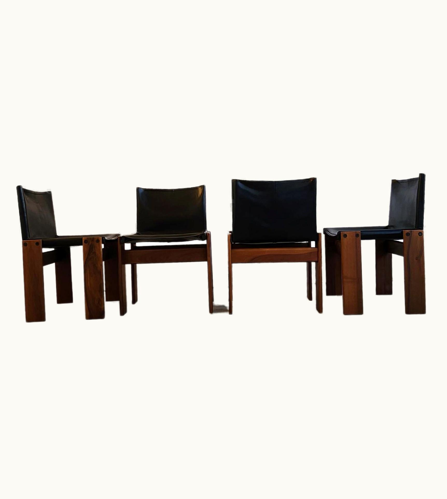 Afra & Tobia Scarpa Afra & Tobia Scarpa Monk Set Of 4 Black Leather