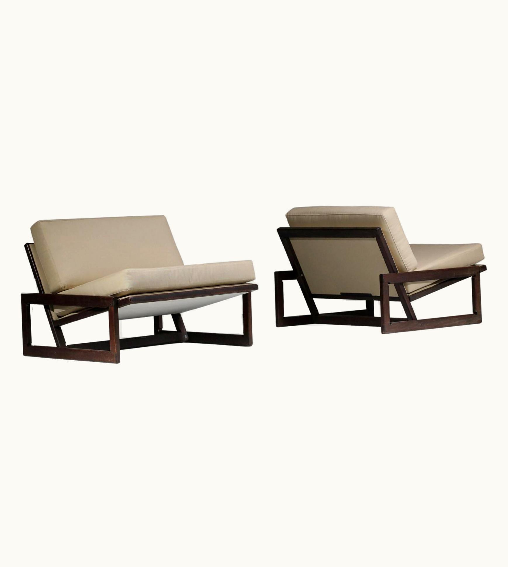Afra & Tobia Scarpa Afra & Tobia Scarpa Pair Of Tobia Scarpa Beige Italian Cassina Armchairs, E459