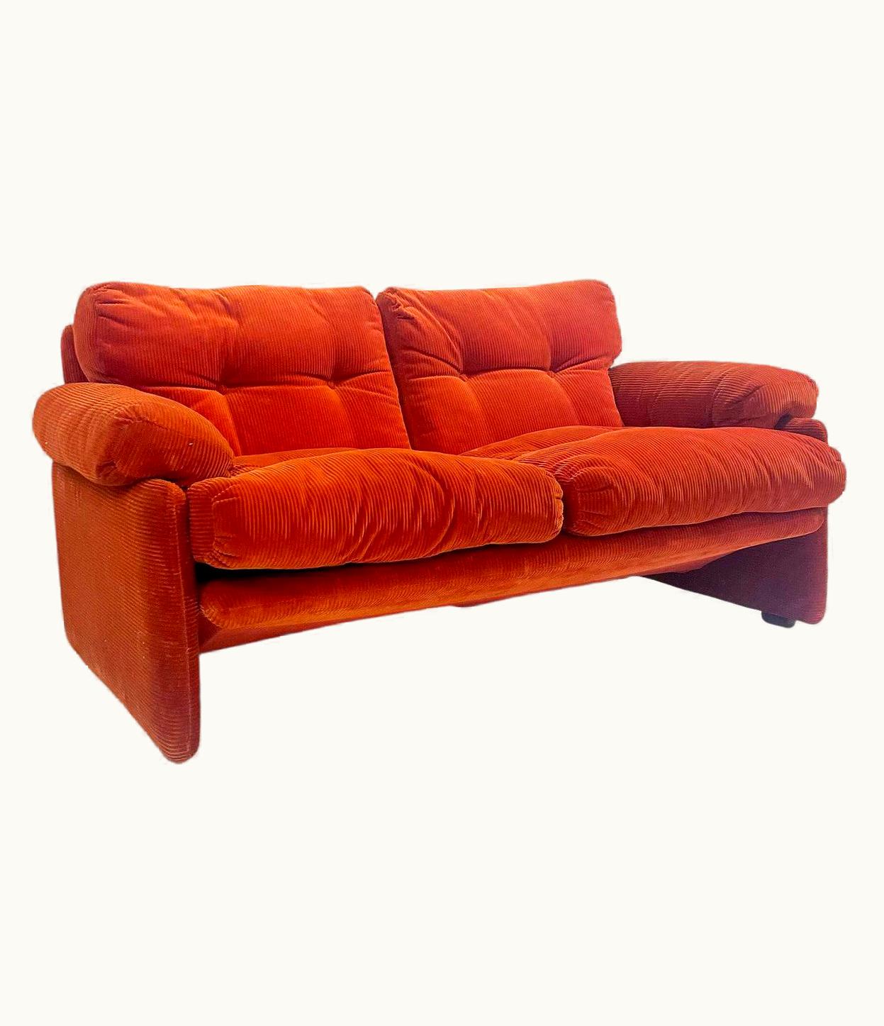 Afra & Tobia Scarpa Afra & Tobia Scarpa Orange Coronado Two-Seat Sofa By Tobia Scarpa For C&B Italia, Italy, 1960S