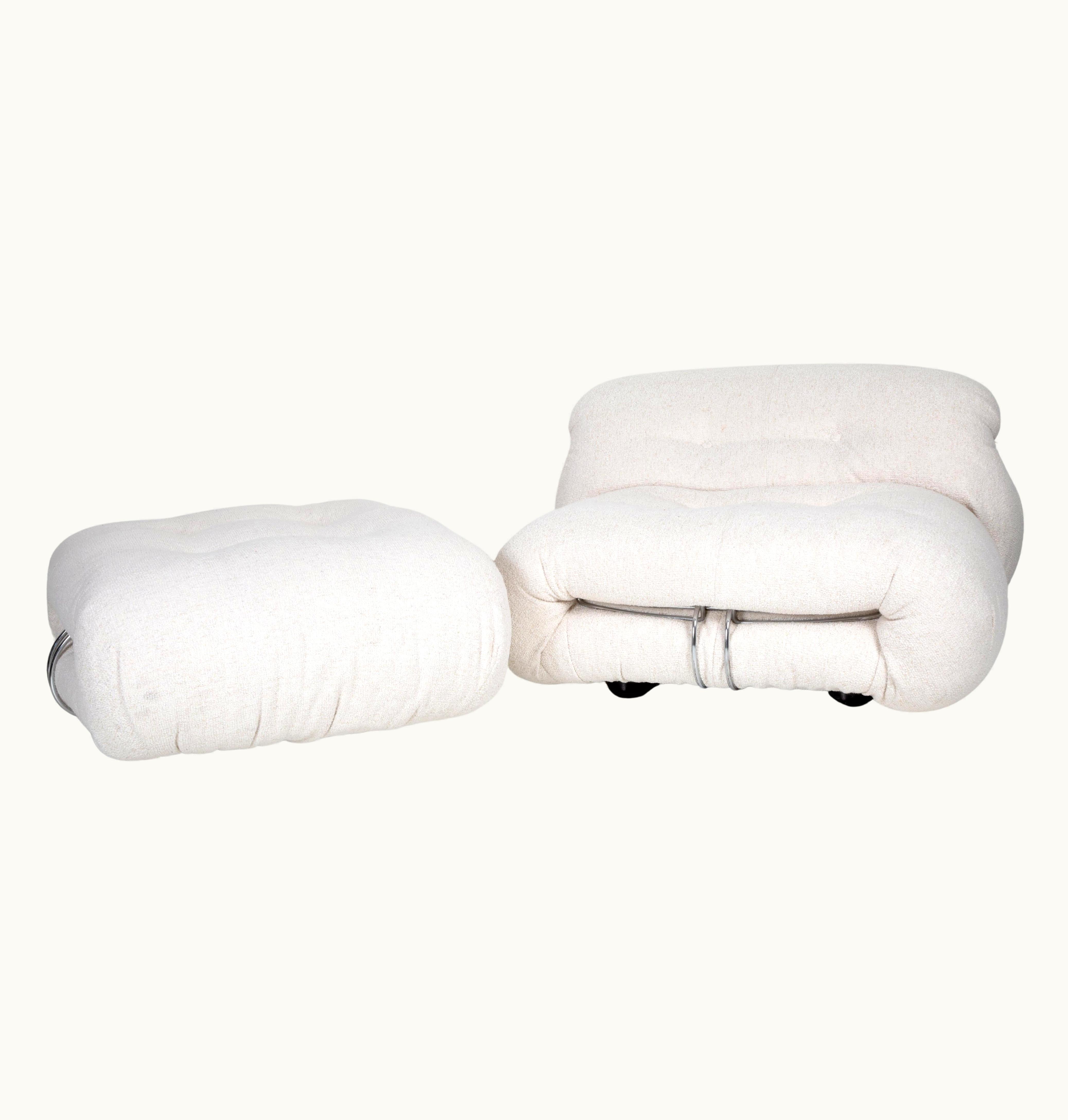 Afra & Tobia Scarpa Afra & Tobia Scarpa Mid Century Modern Soriana Bouclé Armchair And Ottoman