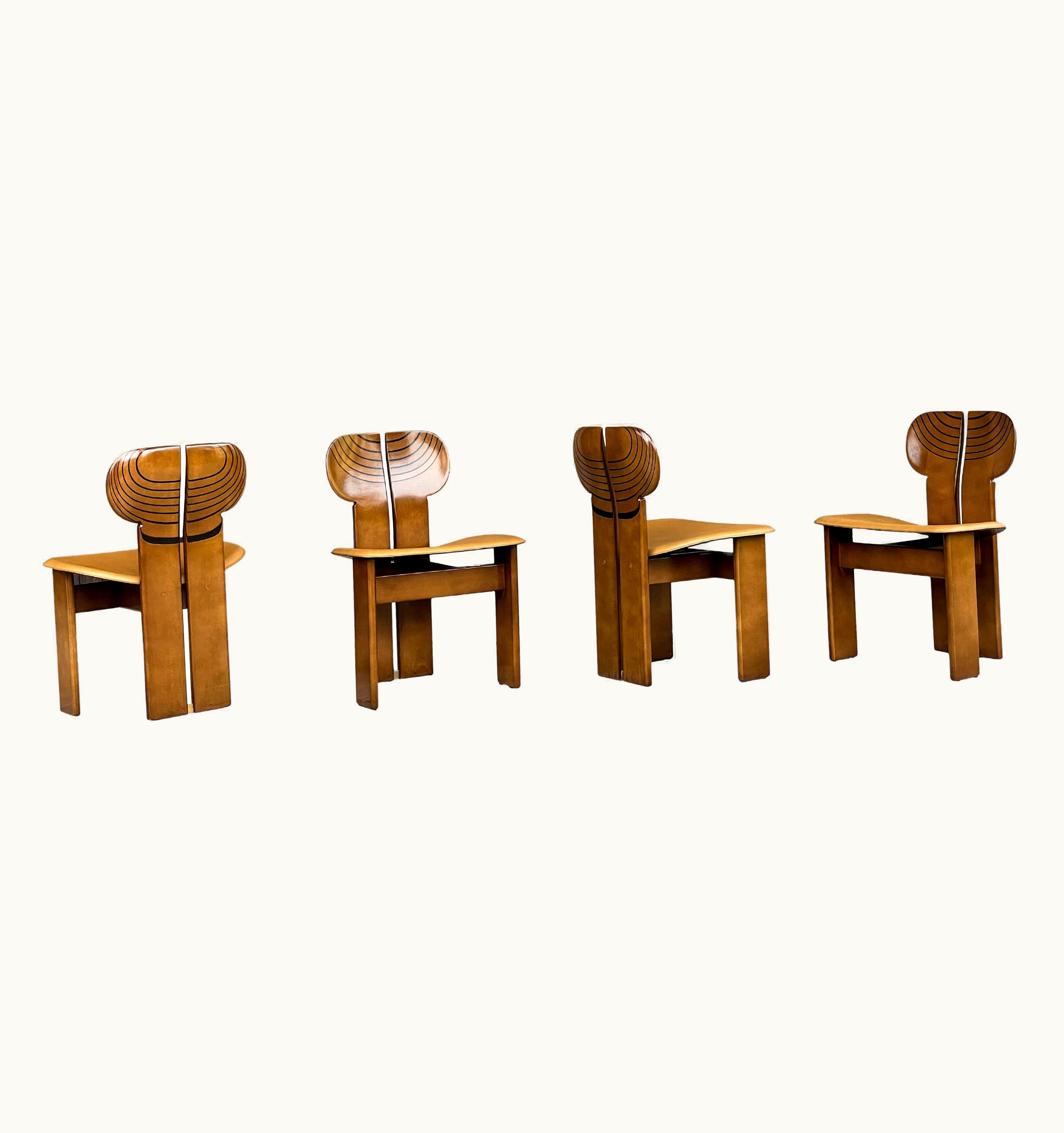 Afra & Tobia Scarpa Afra & Tobia Scarpa Afra And Tobia Scarpa Africa Dining Chair For Maxalto, 1976, Set Of 4