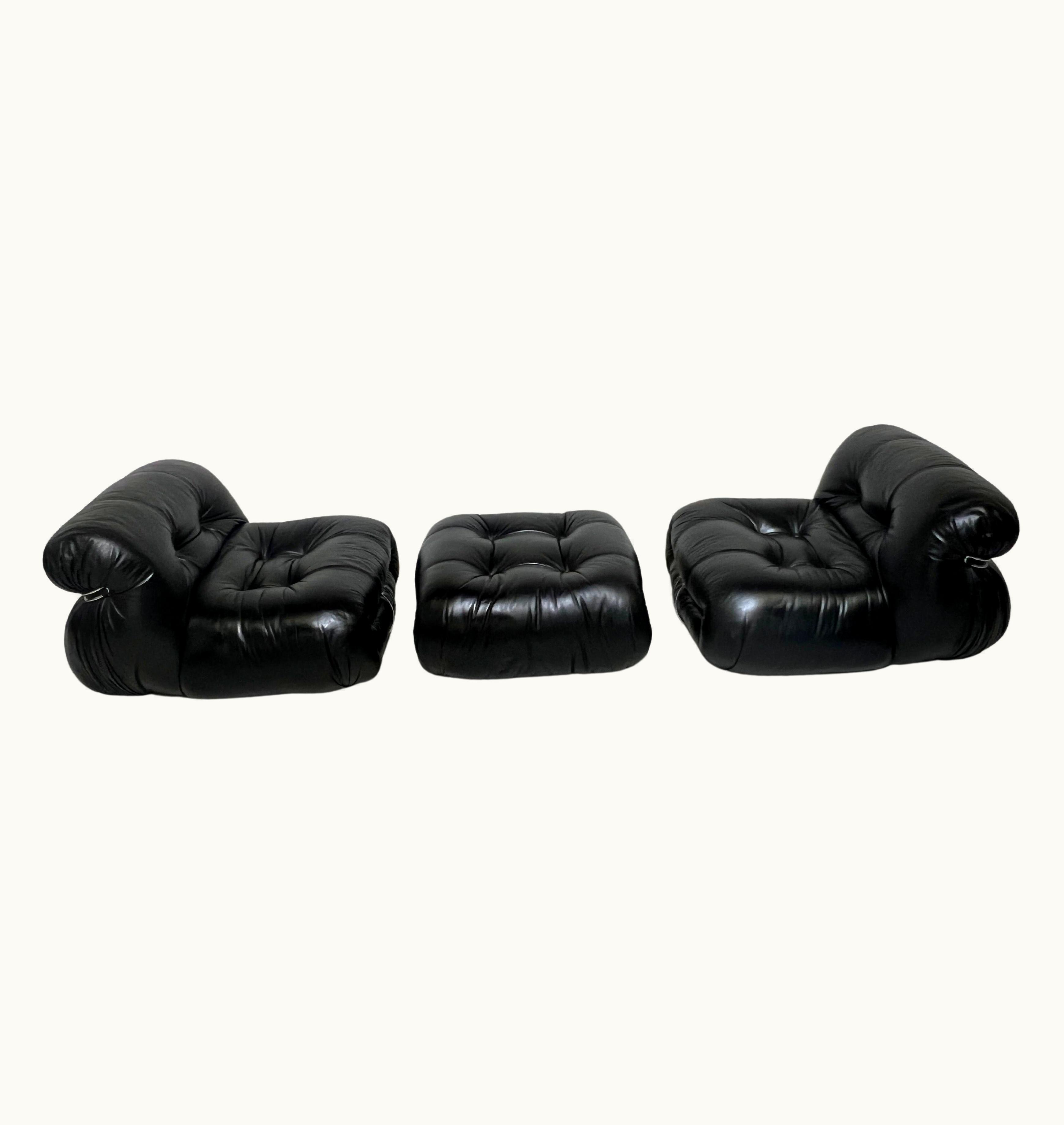 Afra & Tobia Scarpa Afra & Tobia Scarpa Pair Of Soriana Lounge Chairs And Ottoman By Afra & Tobia Scarpa For Cassina