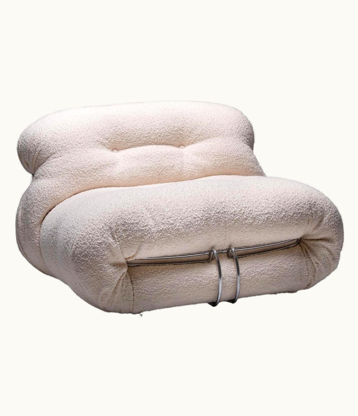 Afra & Tobia Scarpa Afra & Tobia Scarpa Soriana Lounge Chair In Bouclé Wool Mid Century, Post-Modern, 1969