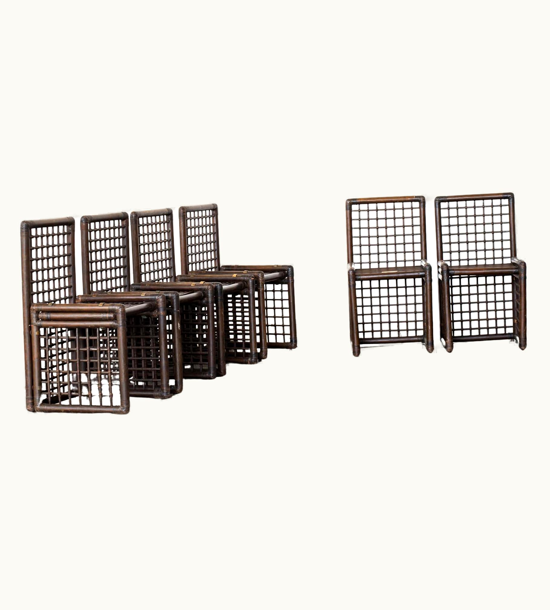 Afra & Tobia Scarpa Afra & Tobia Scarpa Six Bamboo Chairs Basilian 1, Afra Tobia Scarpa, B&B Label, Mid-Century Modern