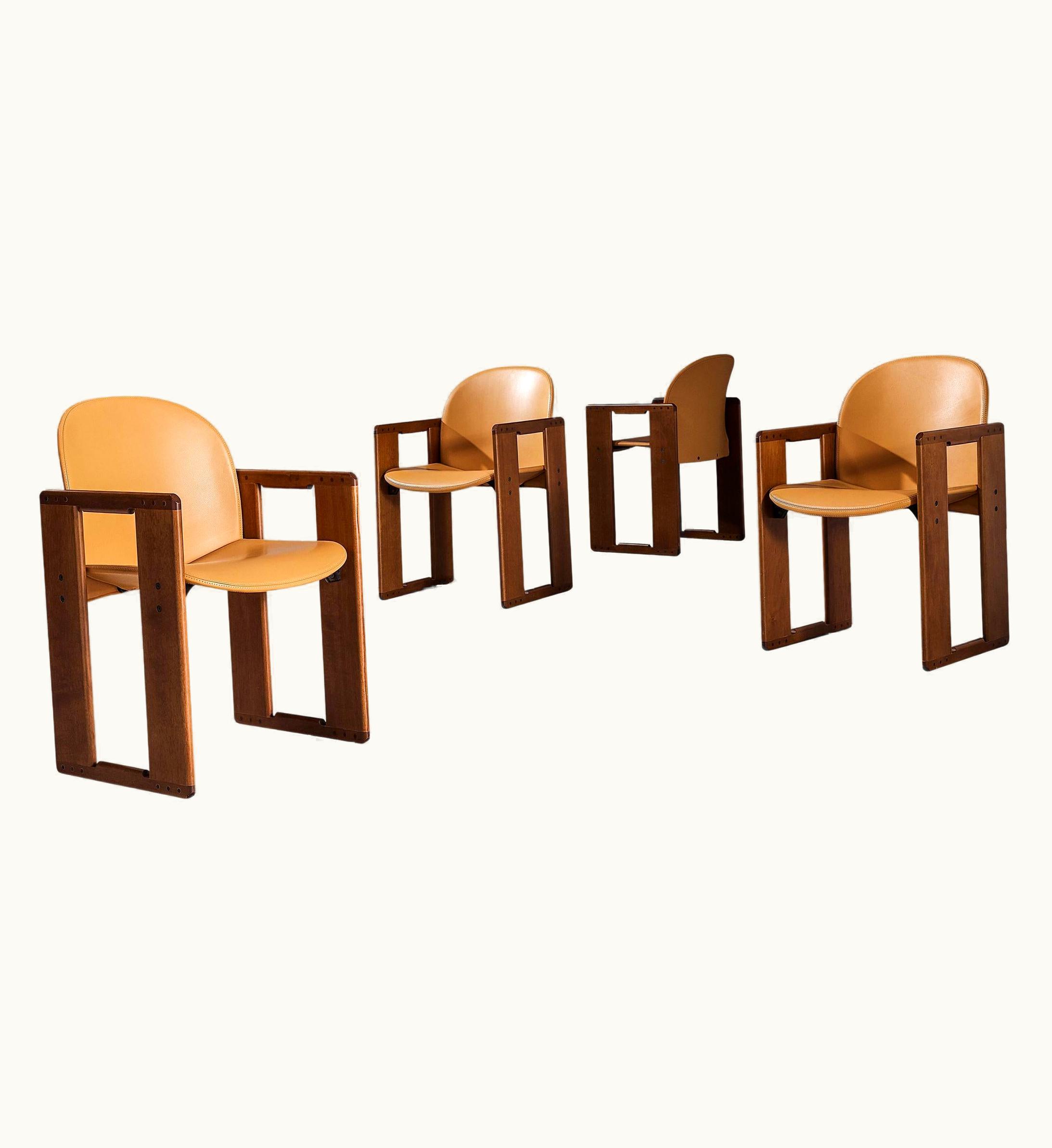 Afra & Tobia Scarpa Afra & Tobia Scarpa For B&B Set Of Four Dining Chairs In Cognac Leather