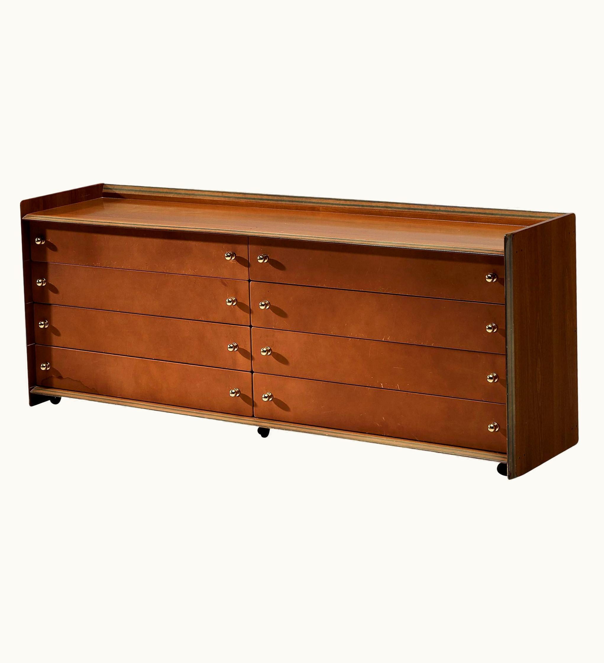 Afra & Tobia Scarpa Afra & Tobia Scarpa For Maxalto 'Artona' Chest Of Drawers In Walnut And Leather