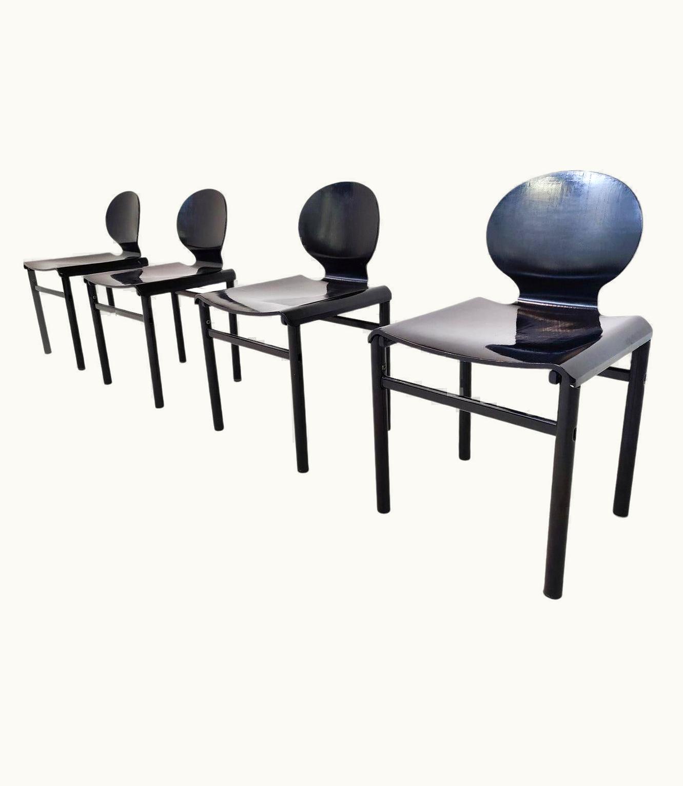 Afra & Tobia Scarpa Afra & Tobia Scarpa Mid-Century Modern Rare Set Of 4 Chairs By Afra And Tobia Scarpa, Molteni, 1960s