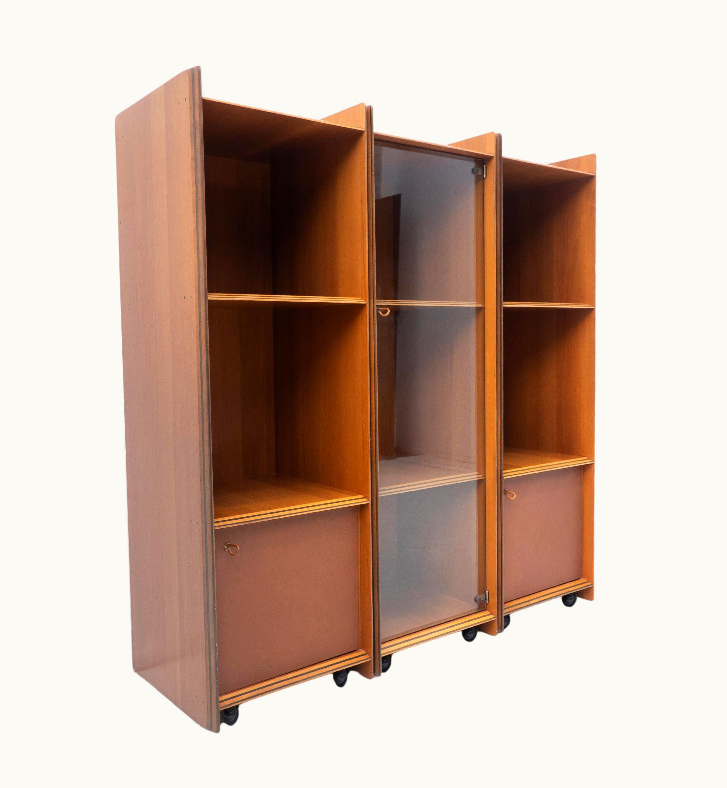 Afra & Tobia Scarpa Afra & Tobia Scarpa Mid-Century Artona Shelf By Afra & Tobia Scarpa For Maxalto, Wood And Leather