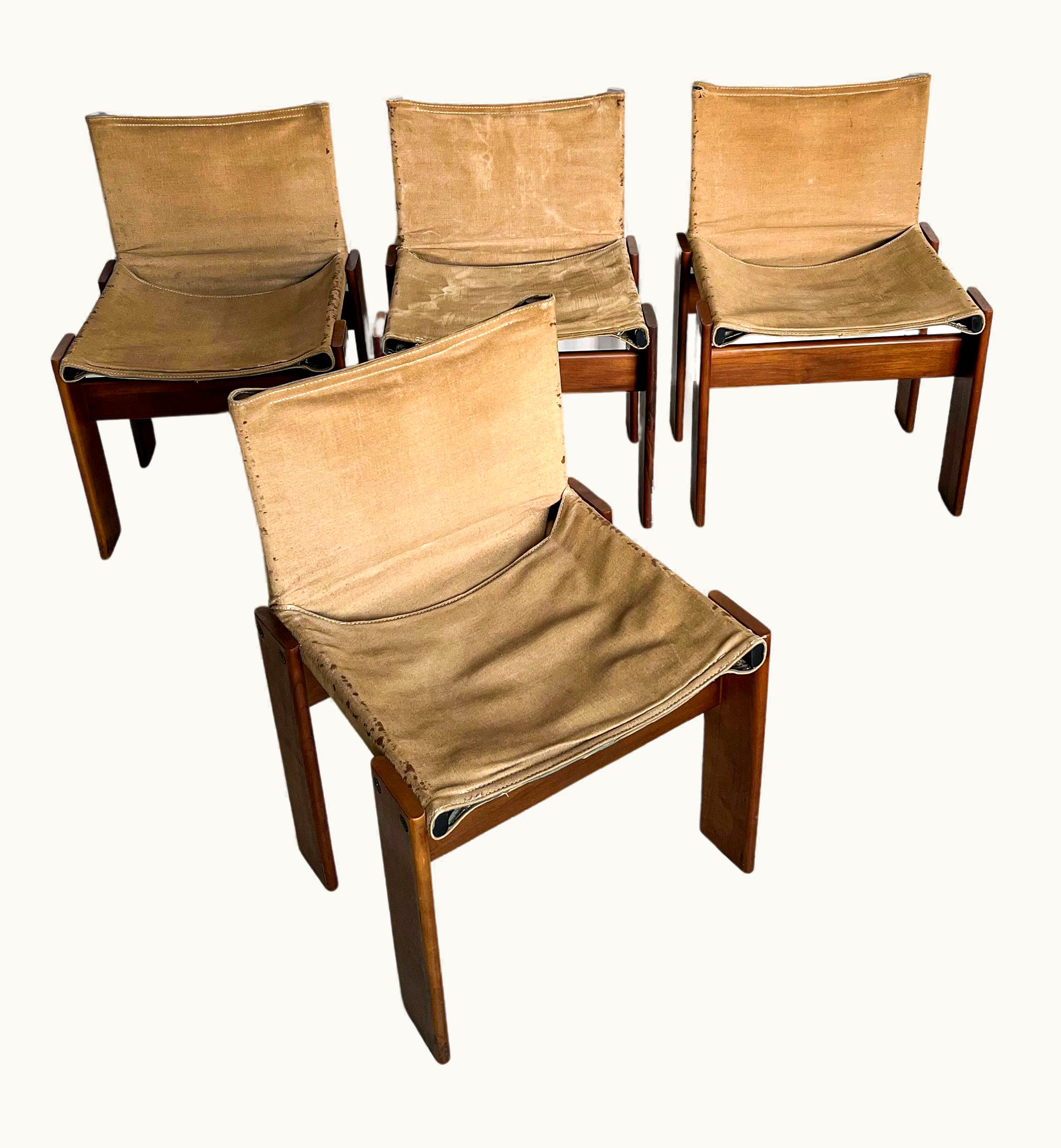 Afra & Tobia Scarpa Afra & Tobia Scarpa Rare Set Of Four Vintage Monk Dining Chairs By Afra And Tobia Scarpa For Molteni