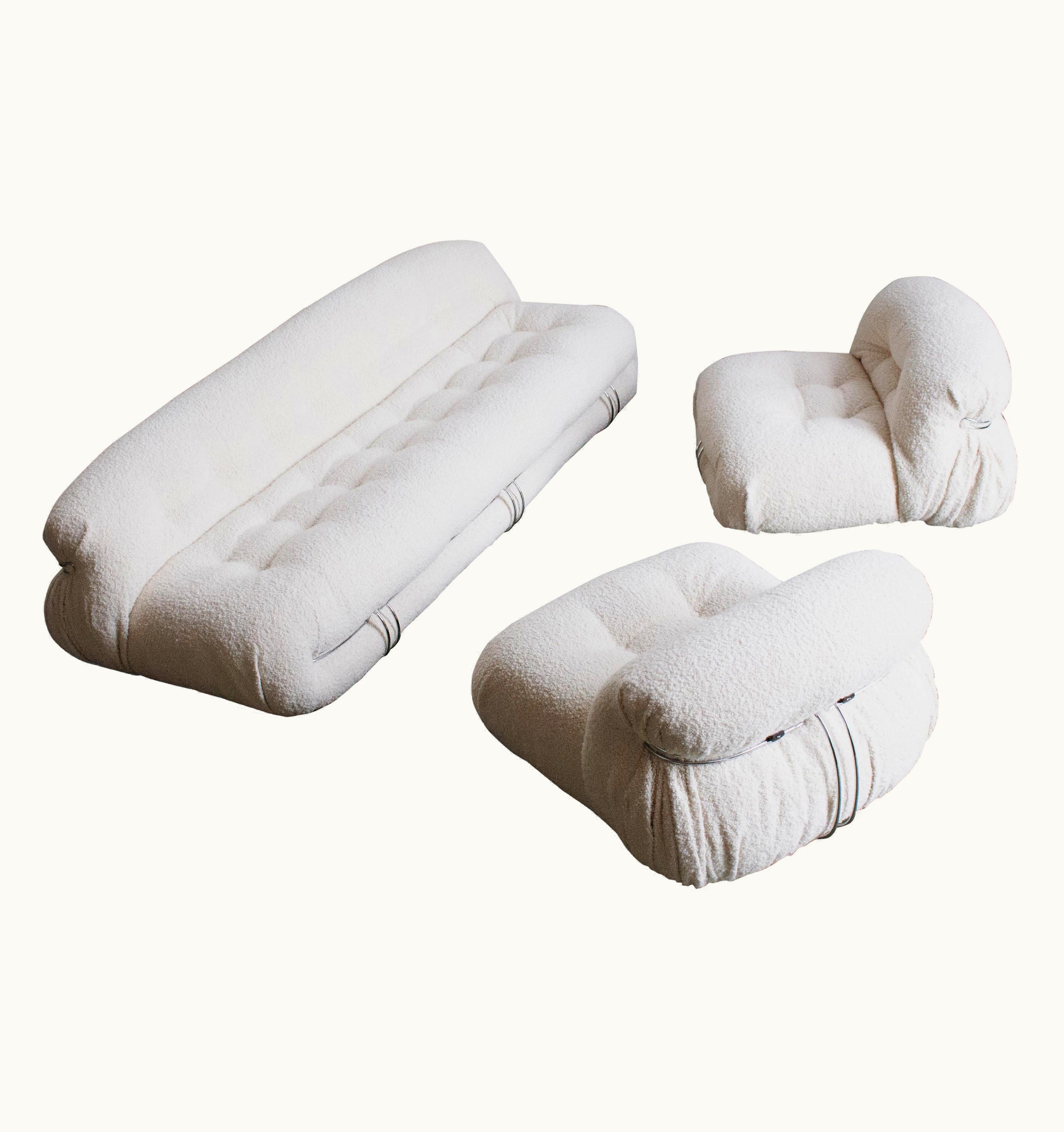 Afra & Tobia Scarpa Afra & Tobia Scarpa "Soriana" Living Room Set For Cassina, Bouclé Wool, 1969