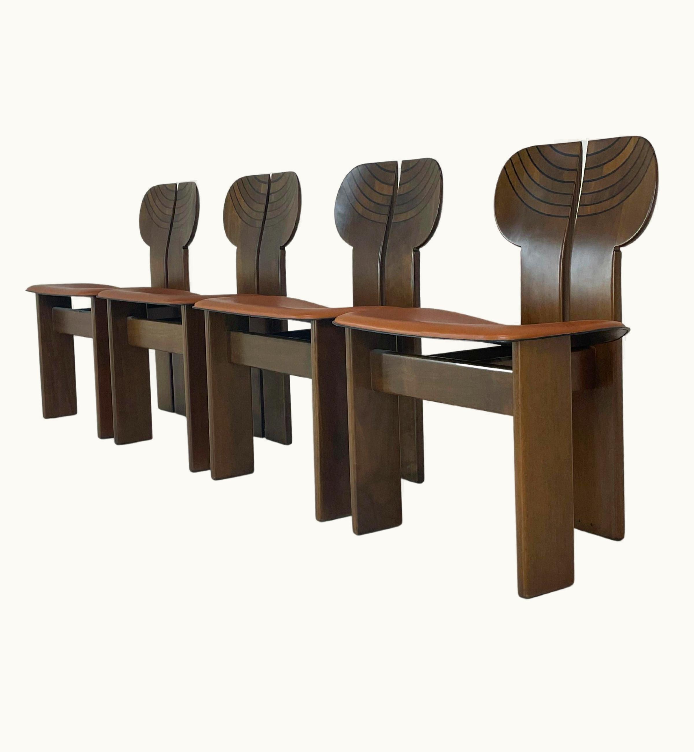 Afra & Tobia Scarpa Set Of Four Africa Chairs By Maxalto Artona, Italy, 1970/80s