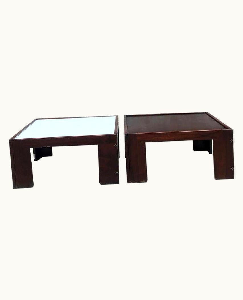 Afra & Tobia Scarpa Italian Midcentury Set Of Two Wood Coffee Table By Scarpa For Cassina, 1970