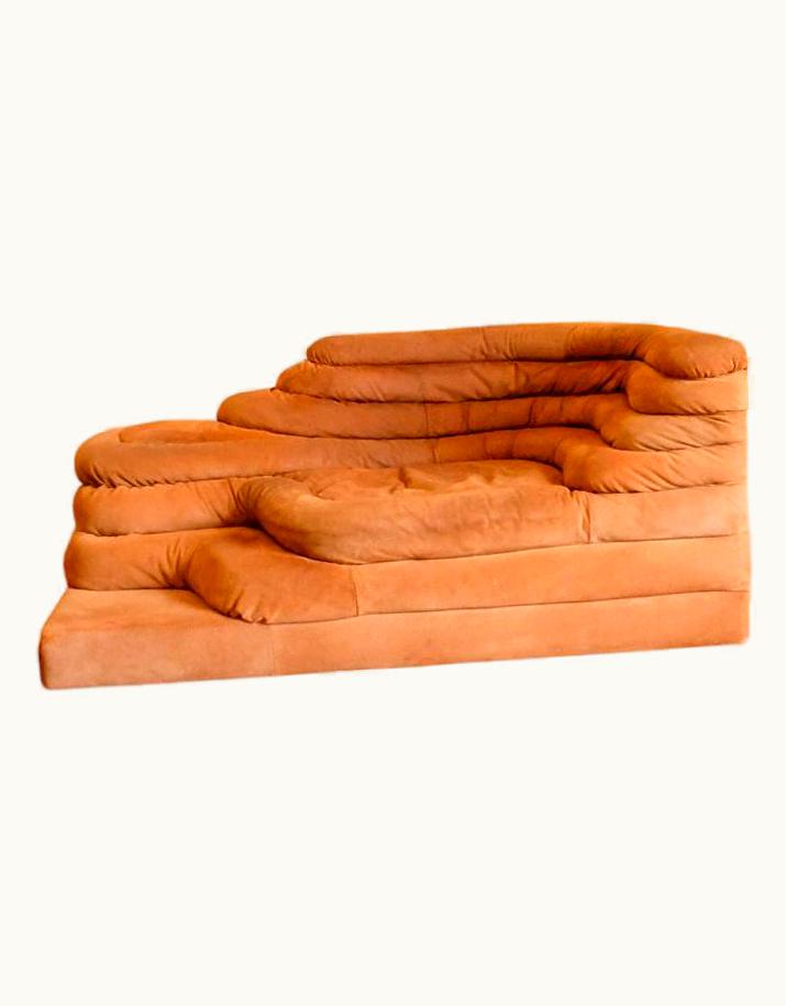 Ubald Klug Ubald Klug De Sede DS-1025 Terrazza In Brown Suede, 70's By Ubald Klug, Mid-Century Sofa