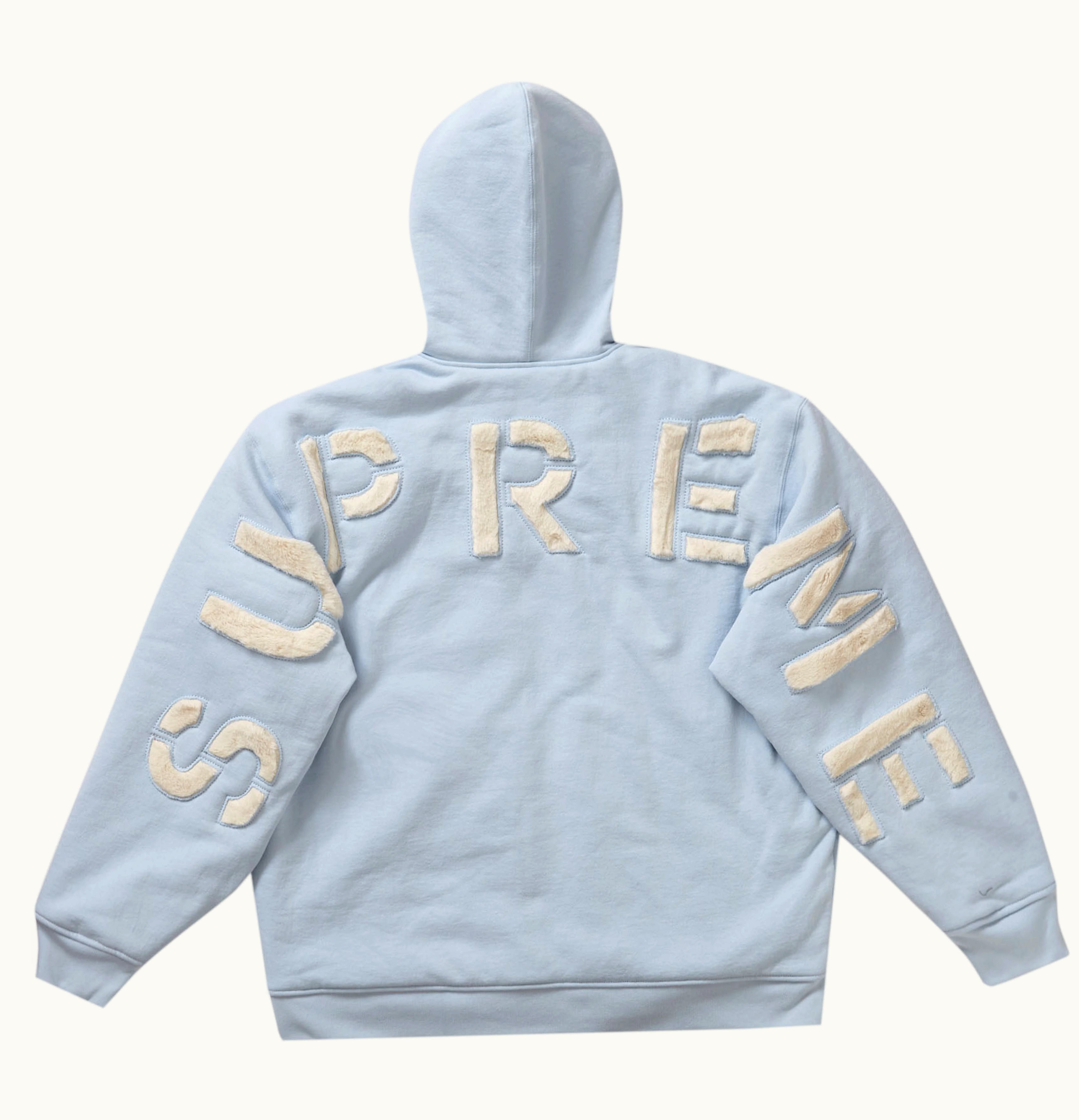 Supreme Supreme Faux Fur Lined Zip Up Hooded Sweatshirt Light Blue