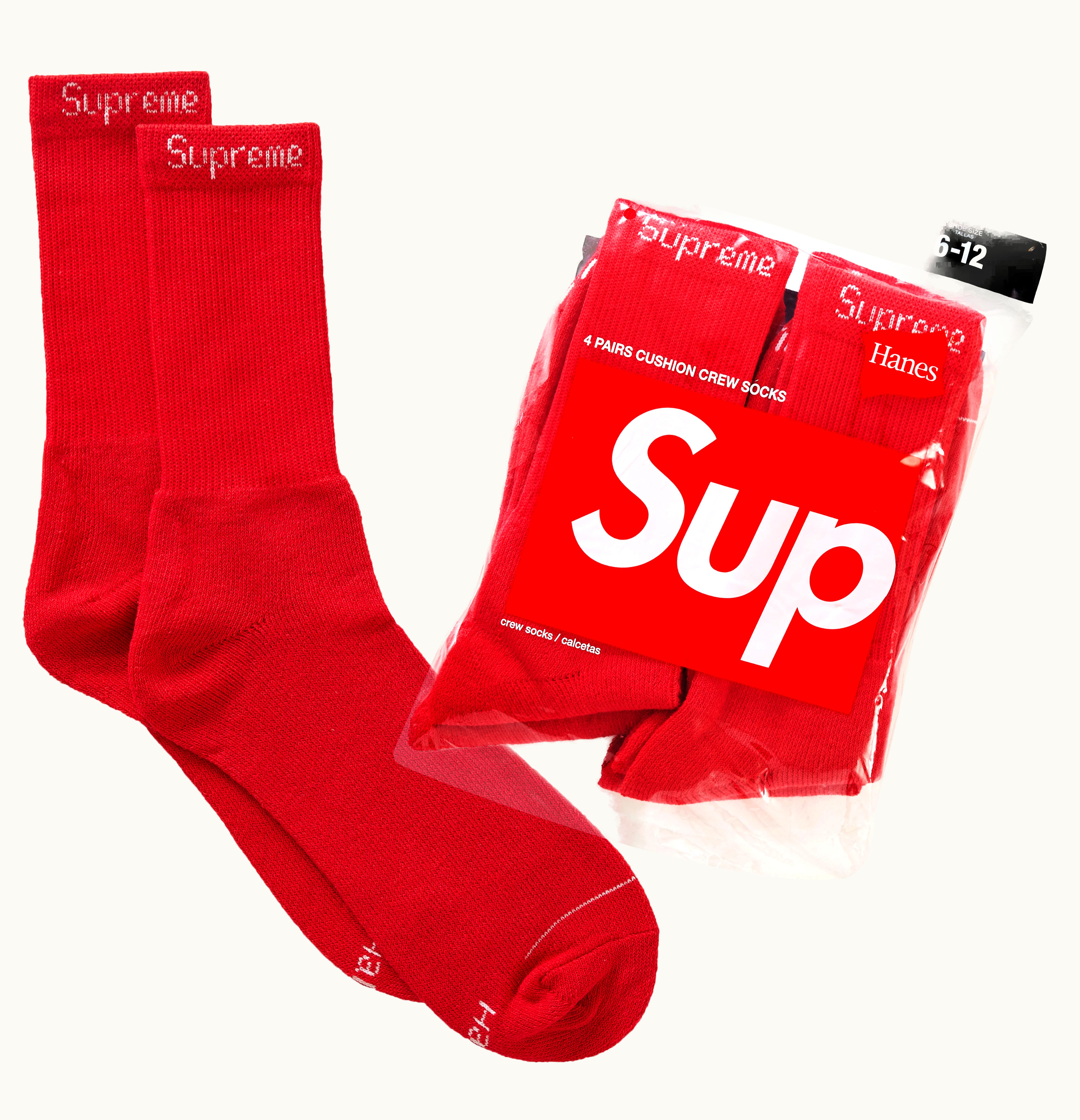 Supreme Supreme Hanes Socks 4 Pack Red