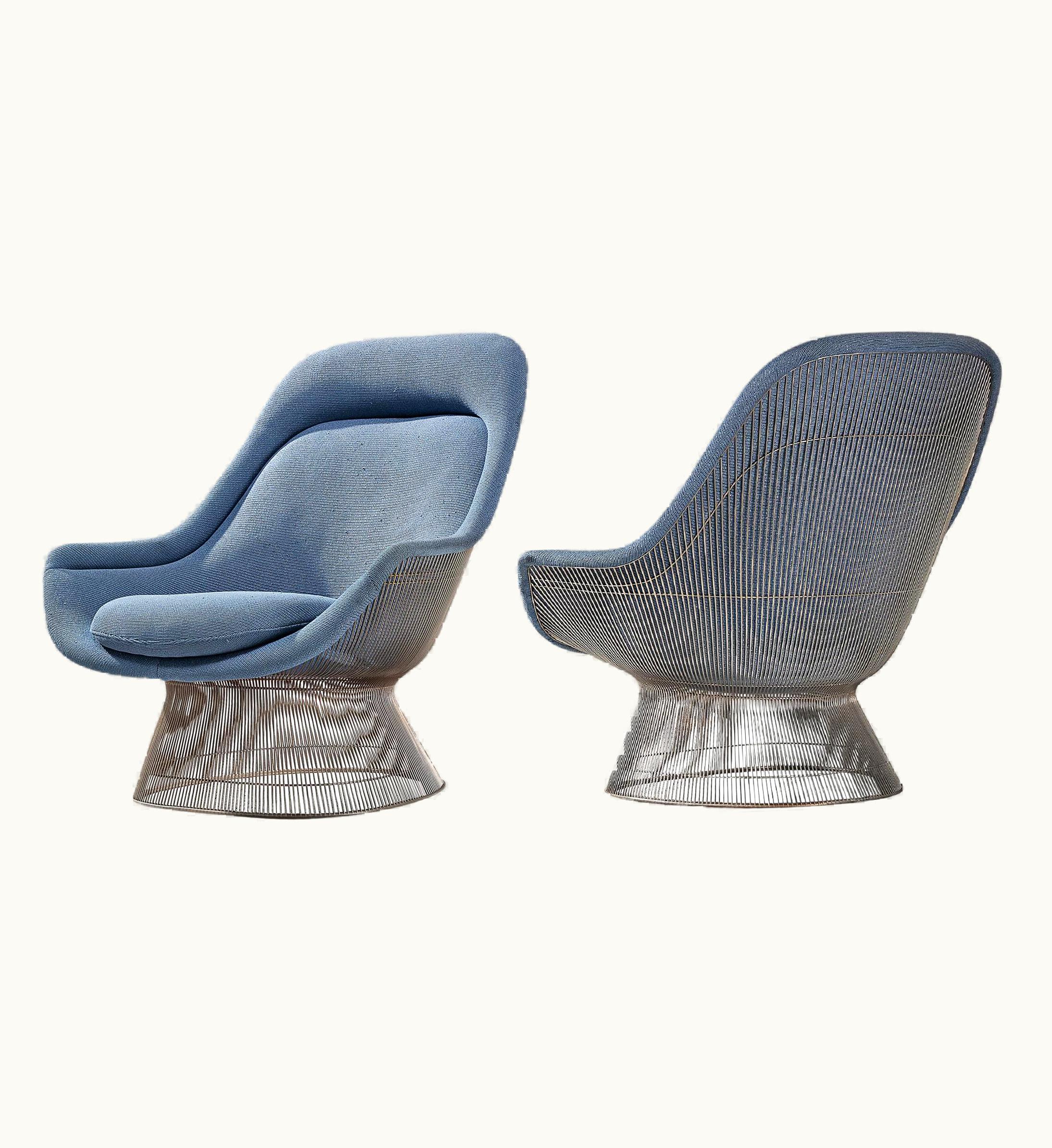 Warren Platner Warren Platner Pair Of Easy Chairs In Baby Blue Upholstery