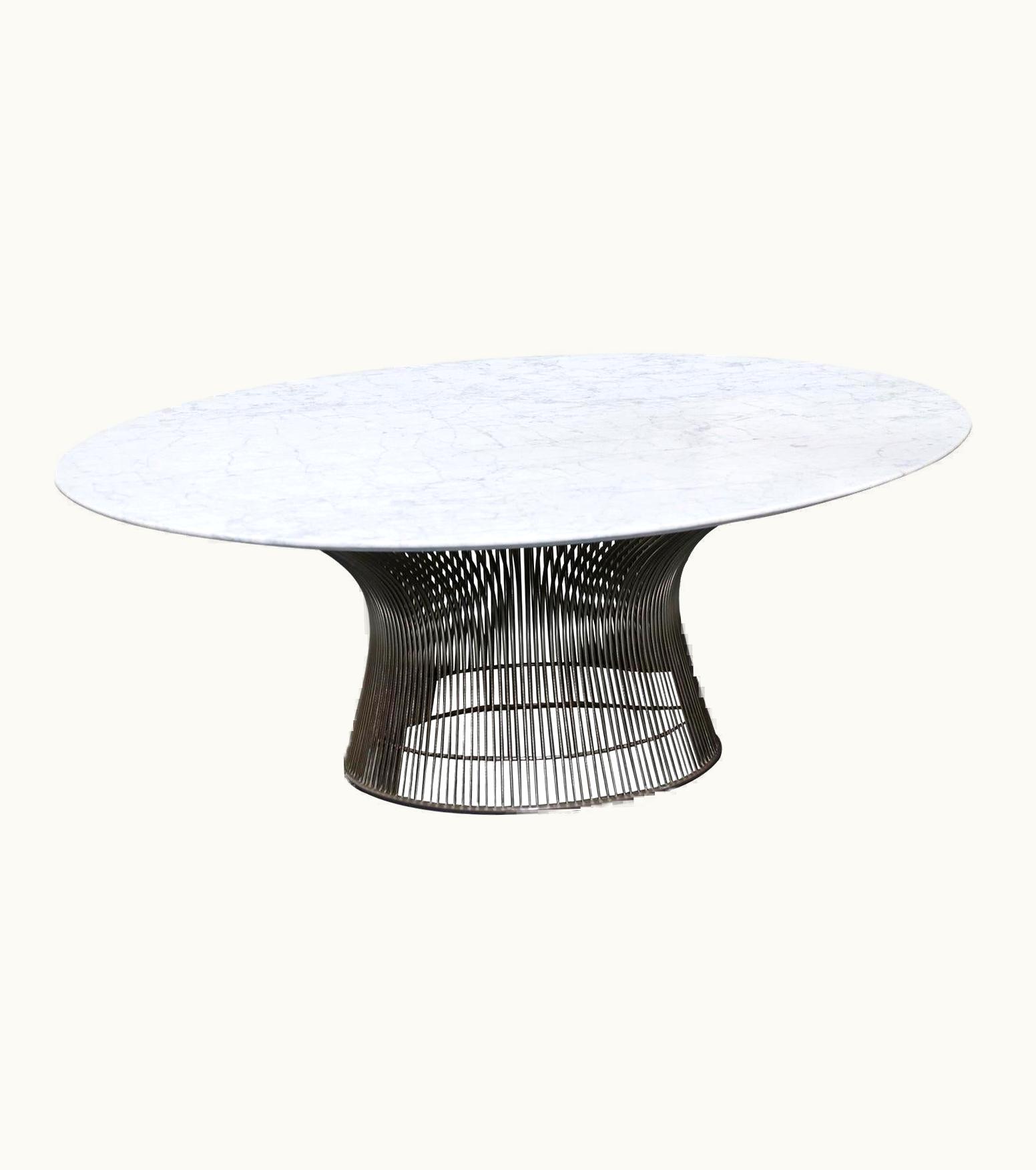 Warren Platner Warren Platner Vintage Warren Platner Carrara Marble & Steel Coffee Table For Knoll