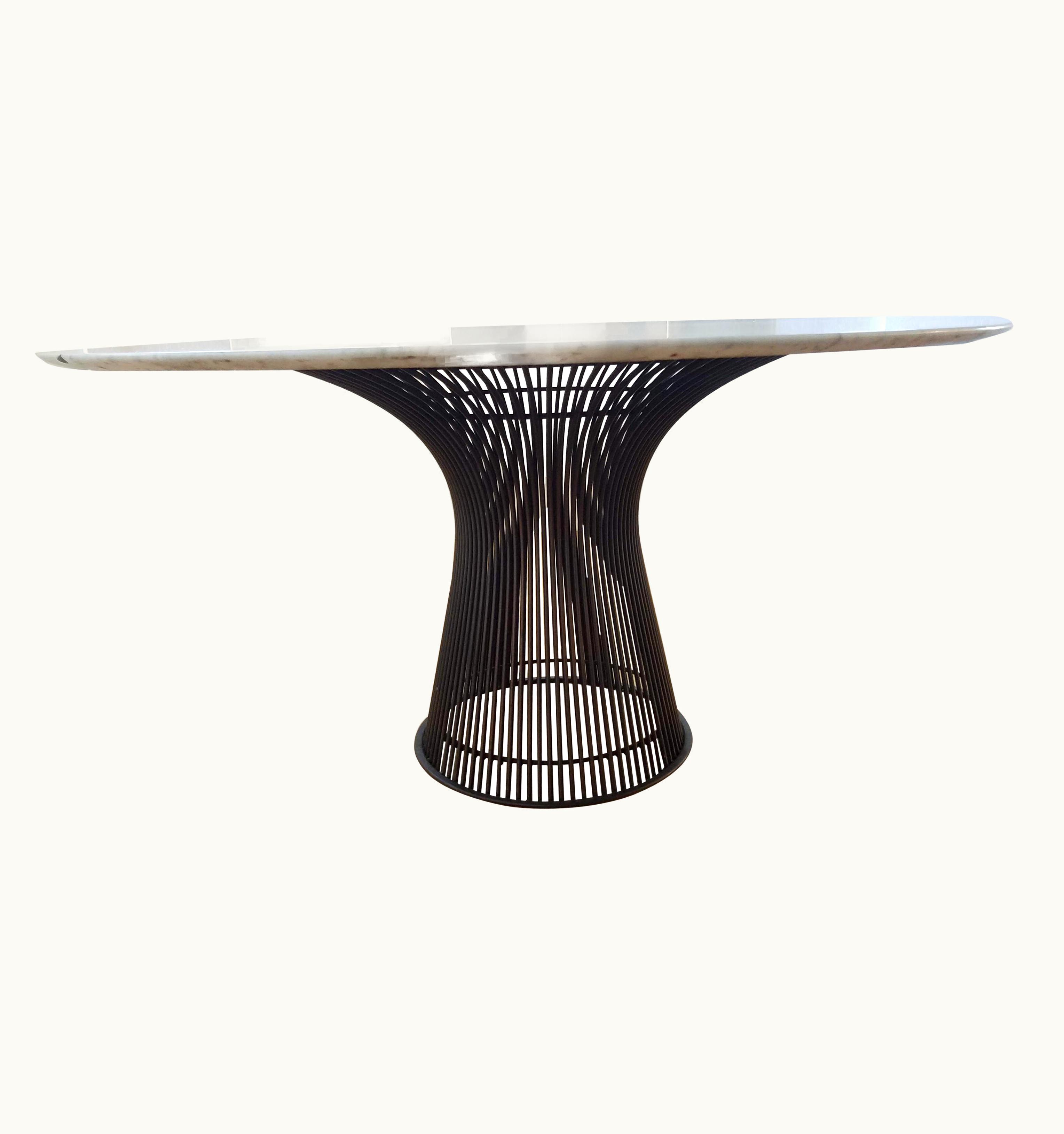 Warren Platner Warren Platner Bronze Base Arabescato Marble Top Dining Table For Knoll, 1960s