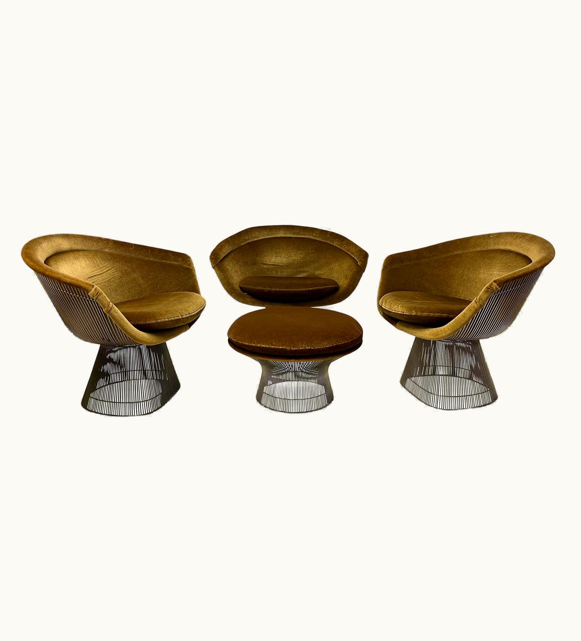 Warren Platner Warren Platner 3 Warren Platner Velvet Lounge Chairs With Matching 0ttoman