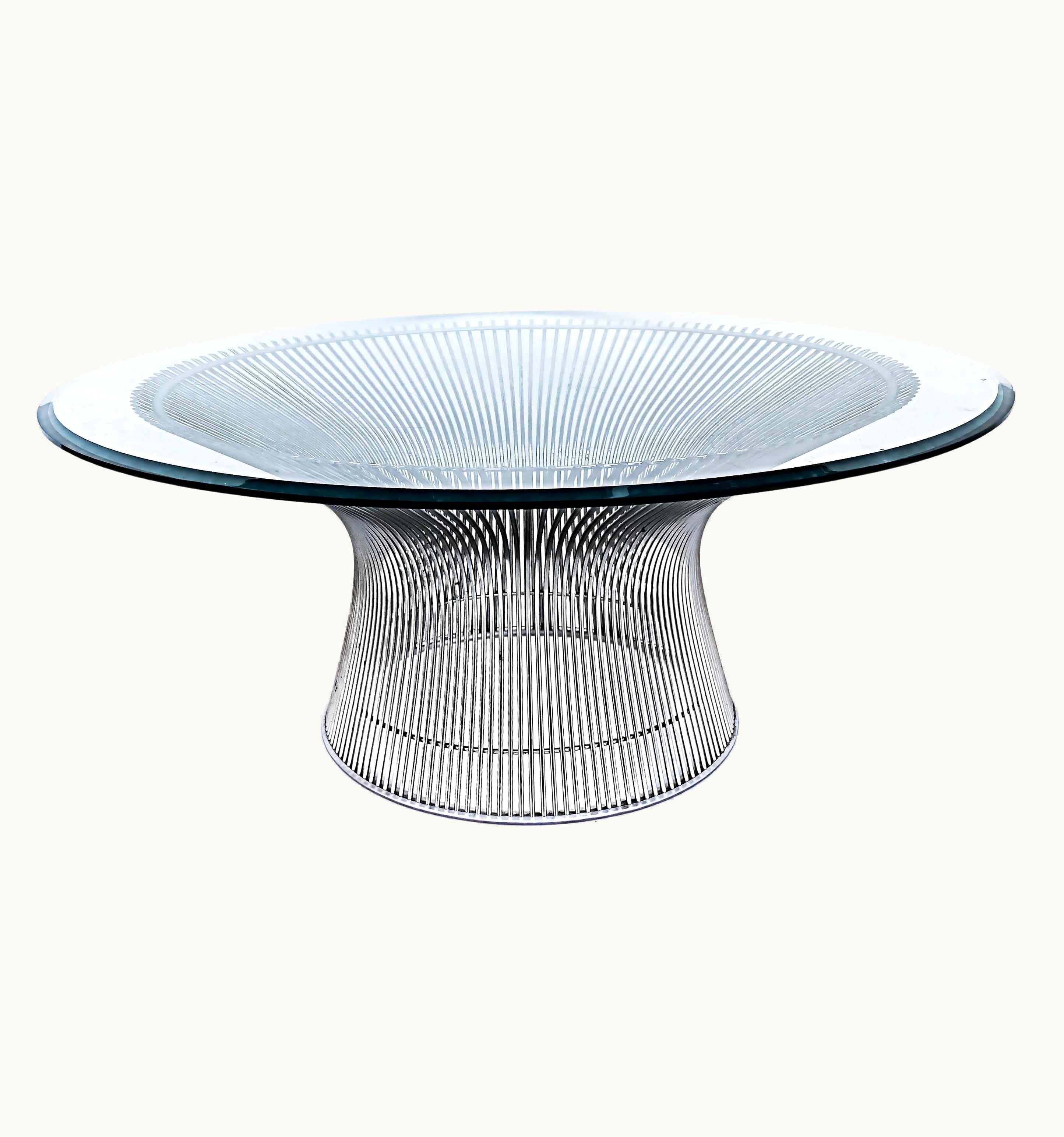 Warren Platner Warren Platner Knoll Glass Top Wire Base Coffee Table, 1966 Designed