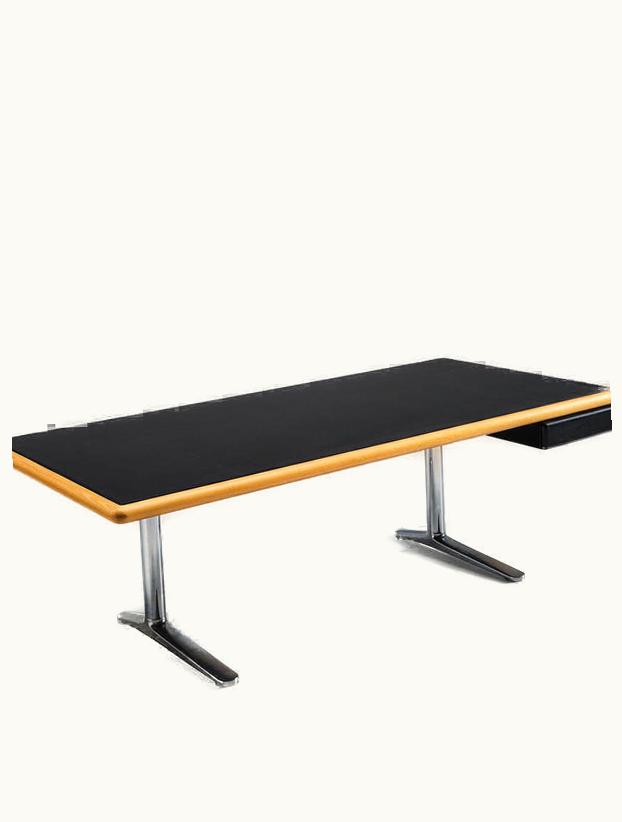 Warren Platner Warren Platner For Knoll Executive Desk With Black Leather Top