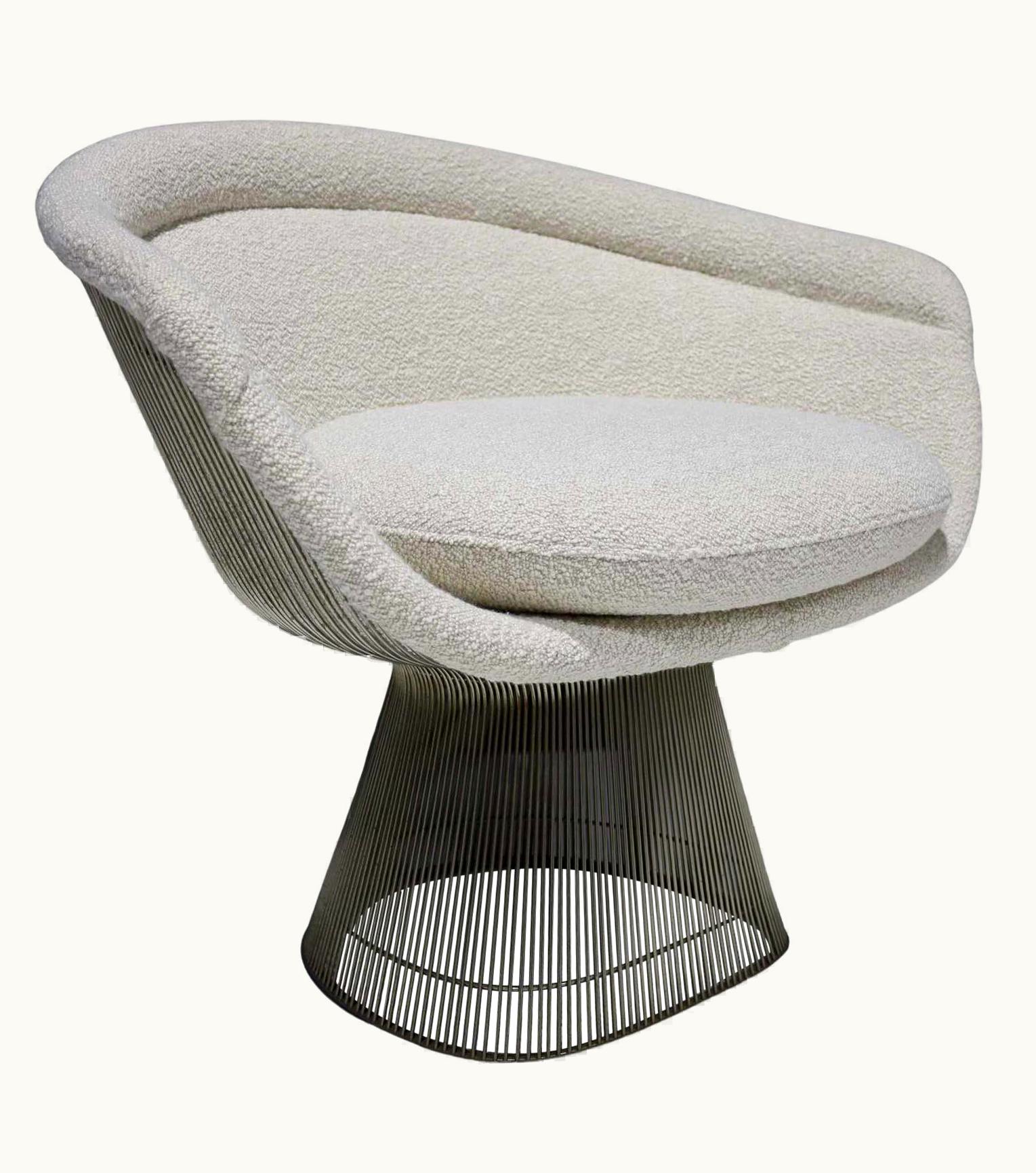 Warren Platner Warren Platner For Knoll Lounge Chair In Off-White Boucle
