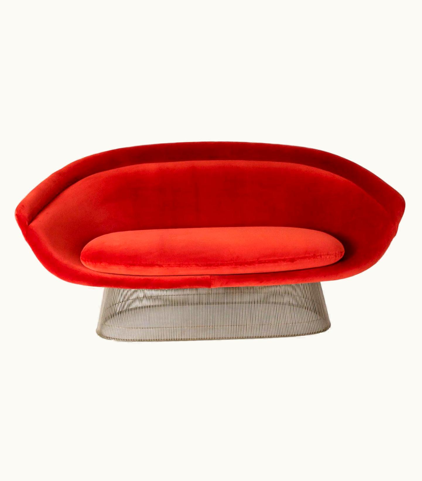 Warren Platner Warren Platner 1716 Settee In Knoll Red Velvet