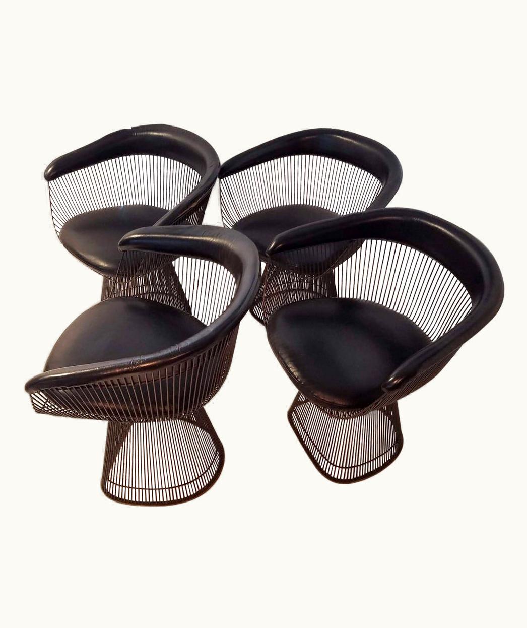 Warren Platner Set Of Four Bronze Dining Chairs For Knoll, C. 1968